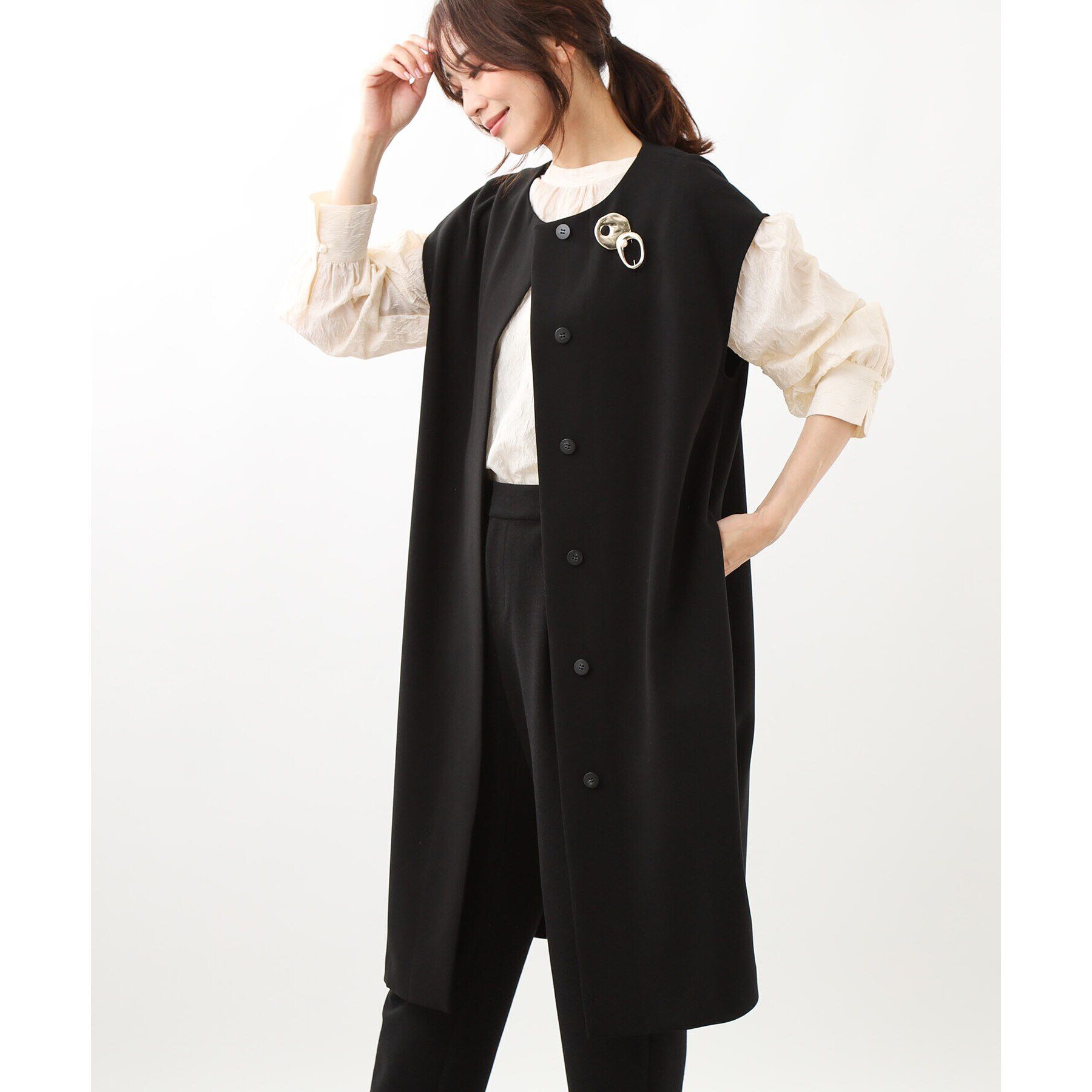 Reflect「【手洗い可】シャイニージャカードブラウス」|シャツ・ブラウス|