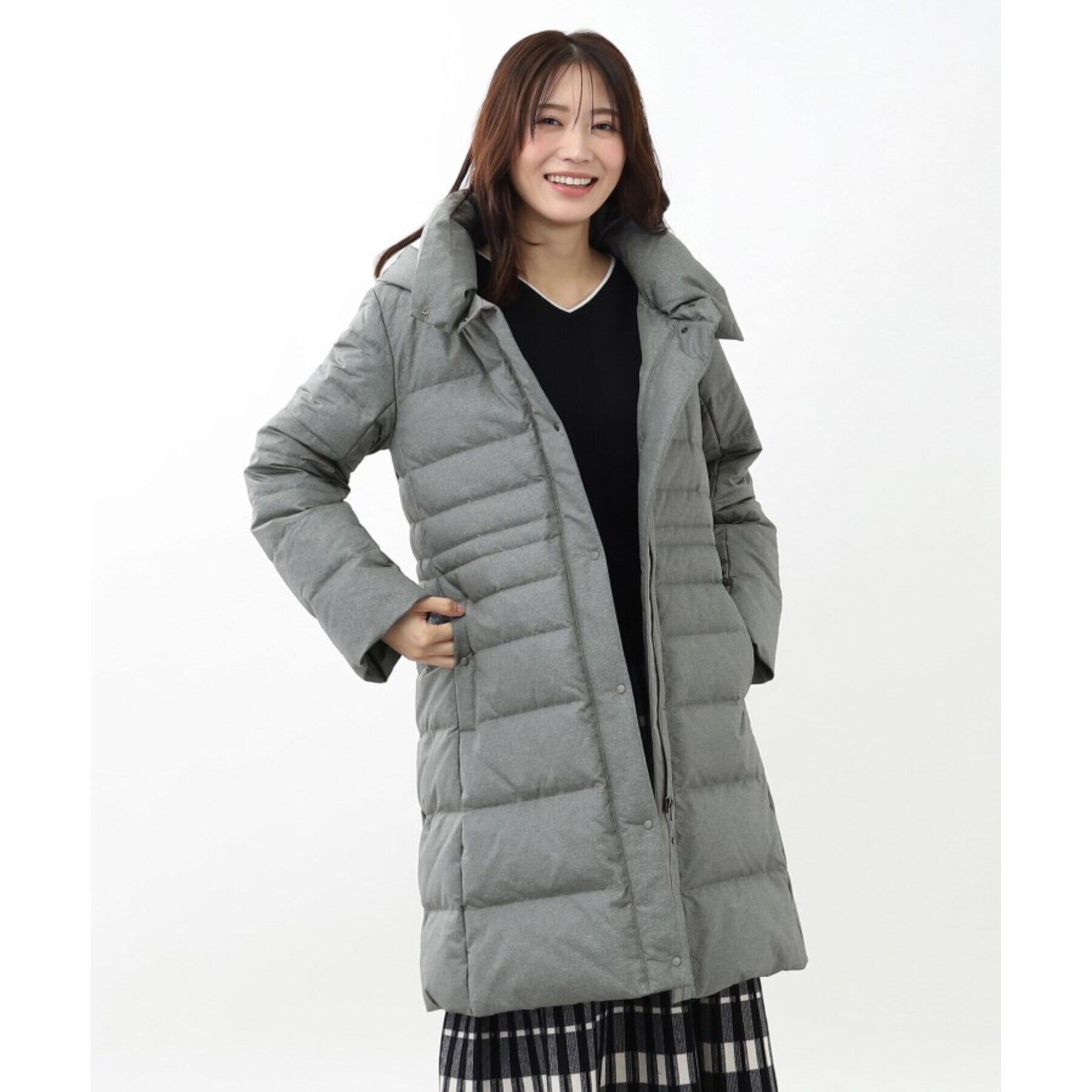 Reflect「【定番人気/フィルパワー800/フード取り外し可】フーデッドロングダウンコート」|ダウン|グレー(012)