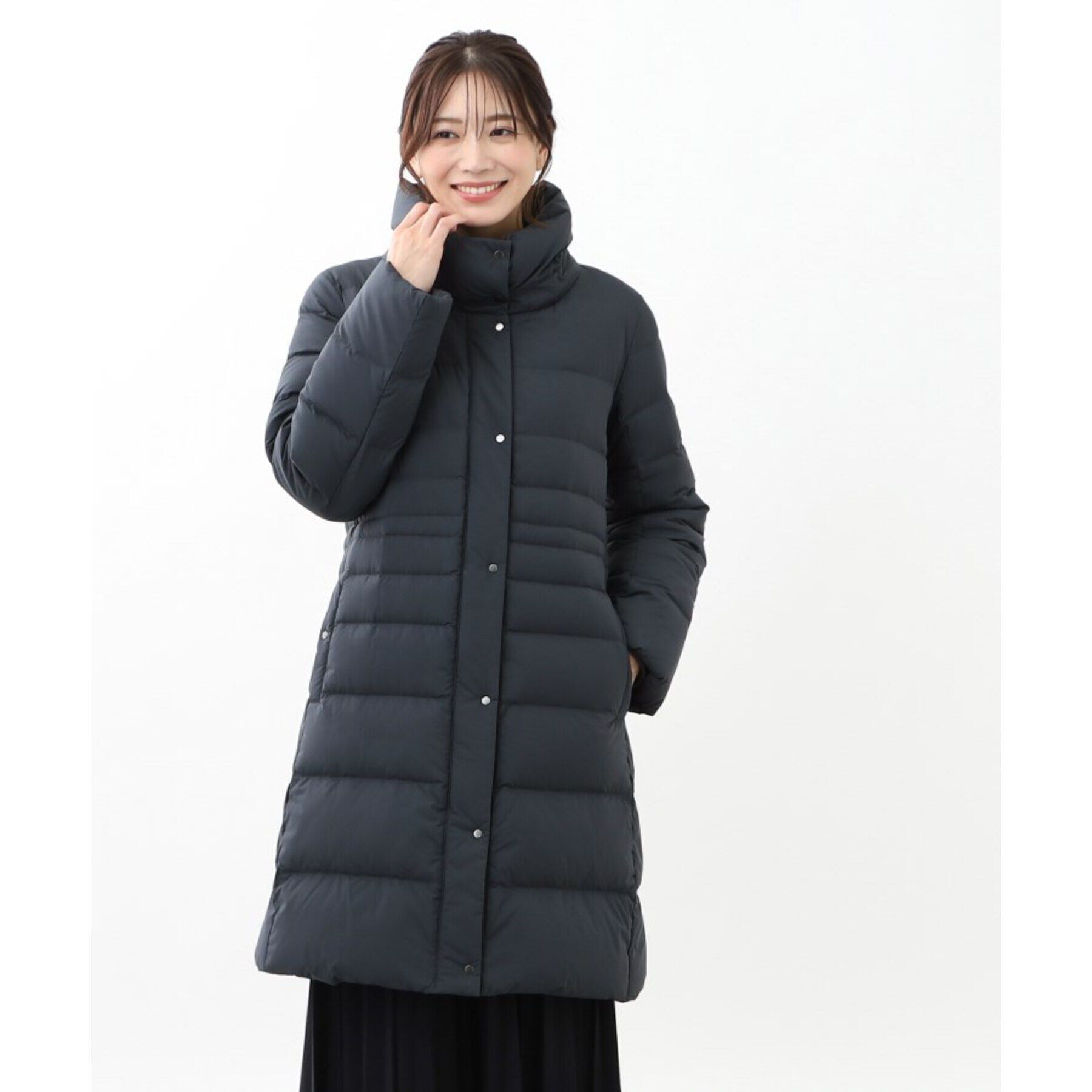 Reflect「【定番人気/フィルパワー800/フード取り外し可】フーデッドロングダウンコート」|ダウン|ネイビー(094)