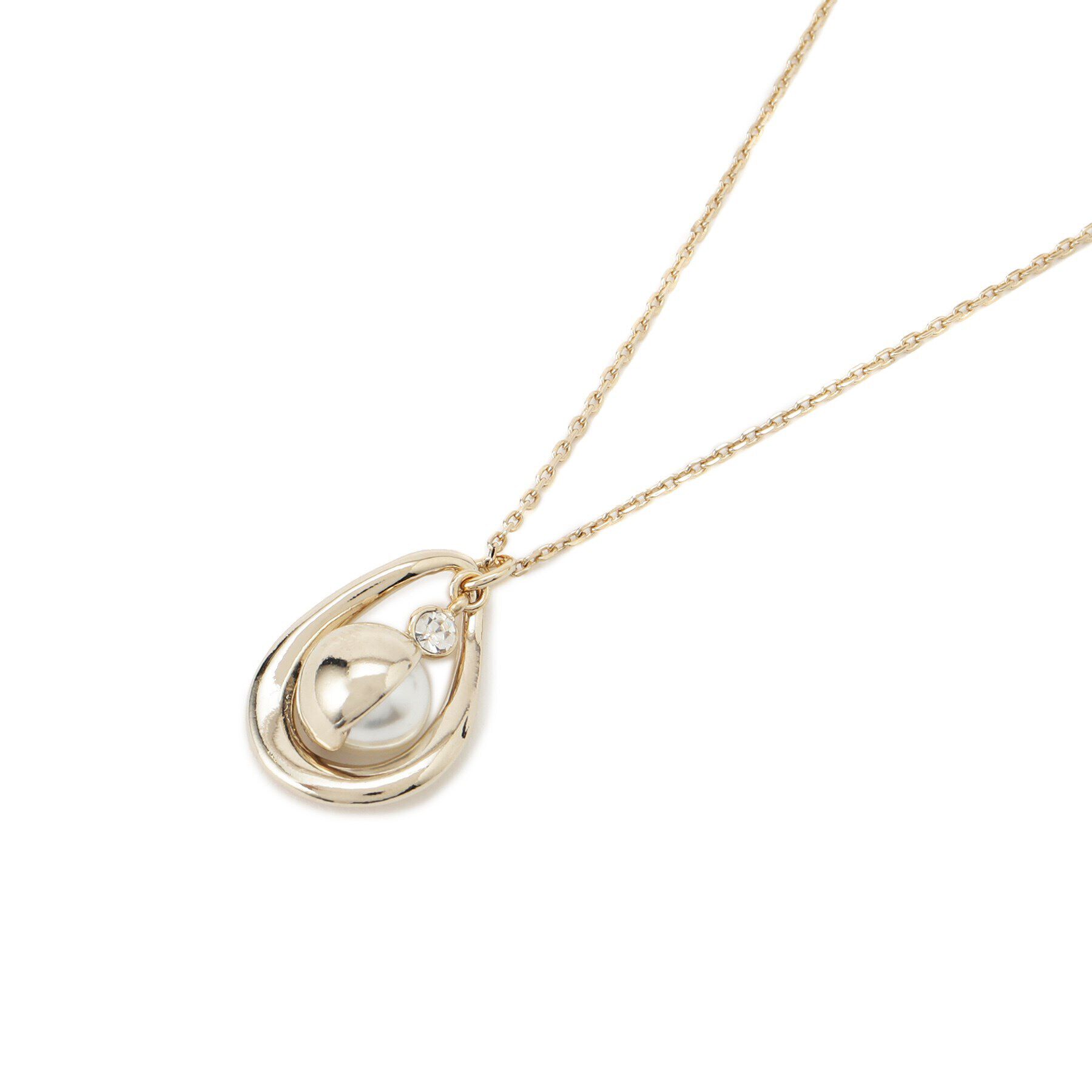 Reflect「【チェーン長さ調節可能】オーバルパール調ネックレス」|ネックレス|ゴールド(007)