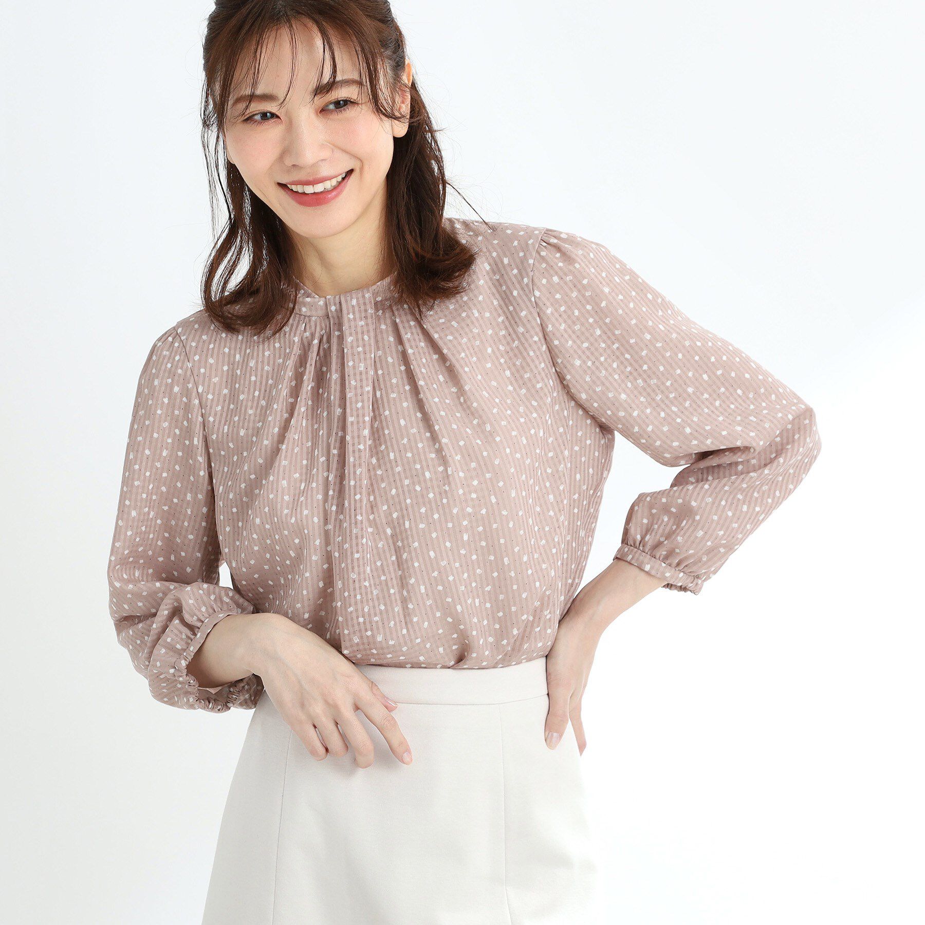 Reflect「【マシンウォッシュ可／セットアップ可能】コツキ柄プリントブラウス」|シャツ・ブラウス|