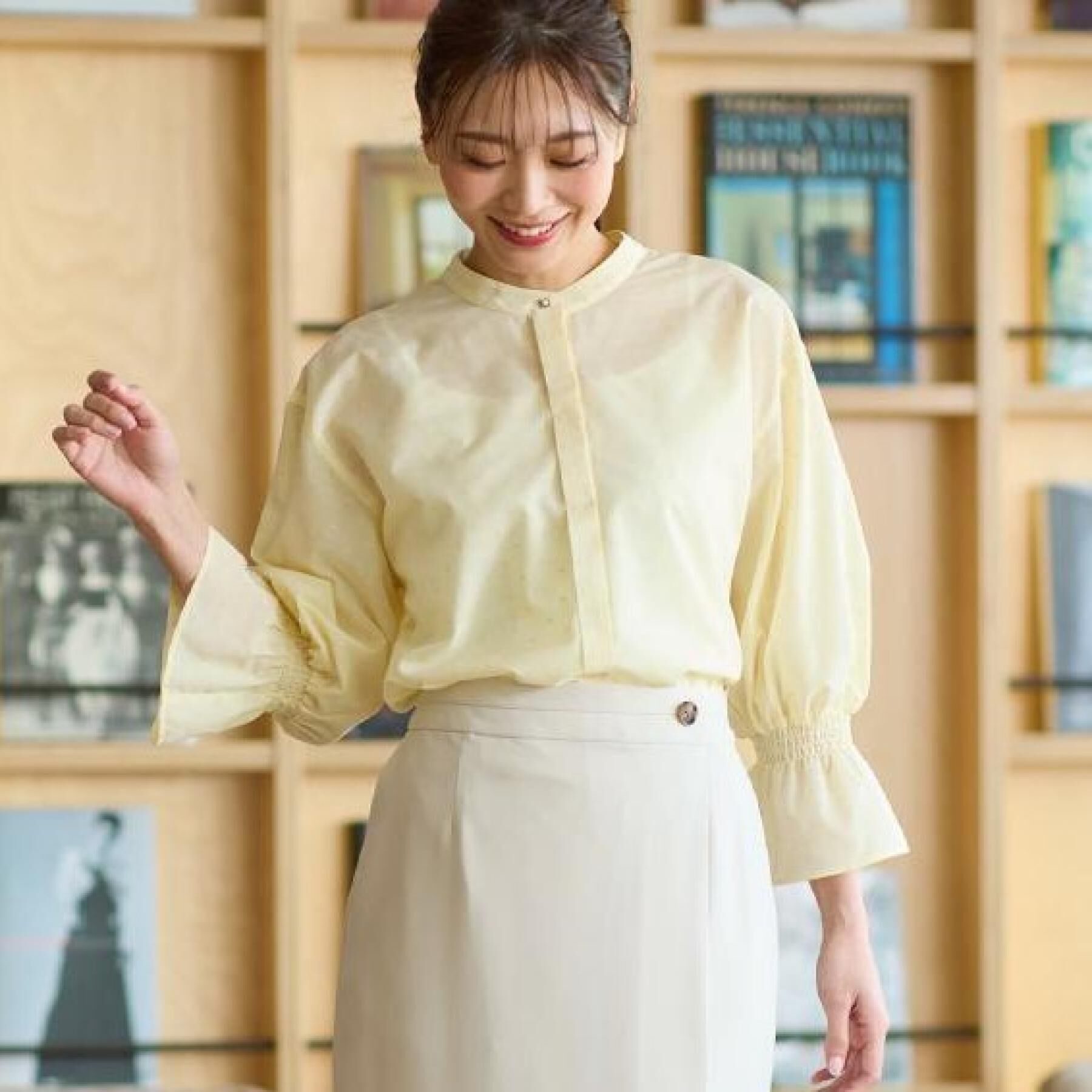 Reflect「【洗える】キャンディースリーブブラウス」|シャツ・ブラウス|イエロー(331)