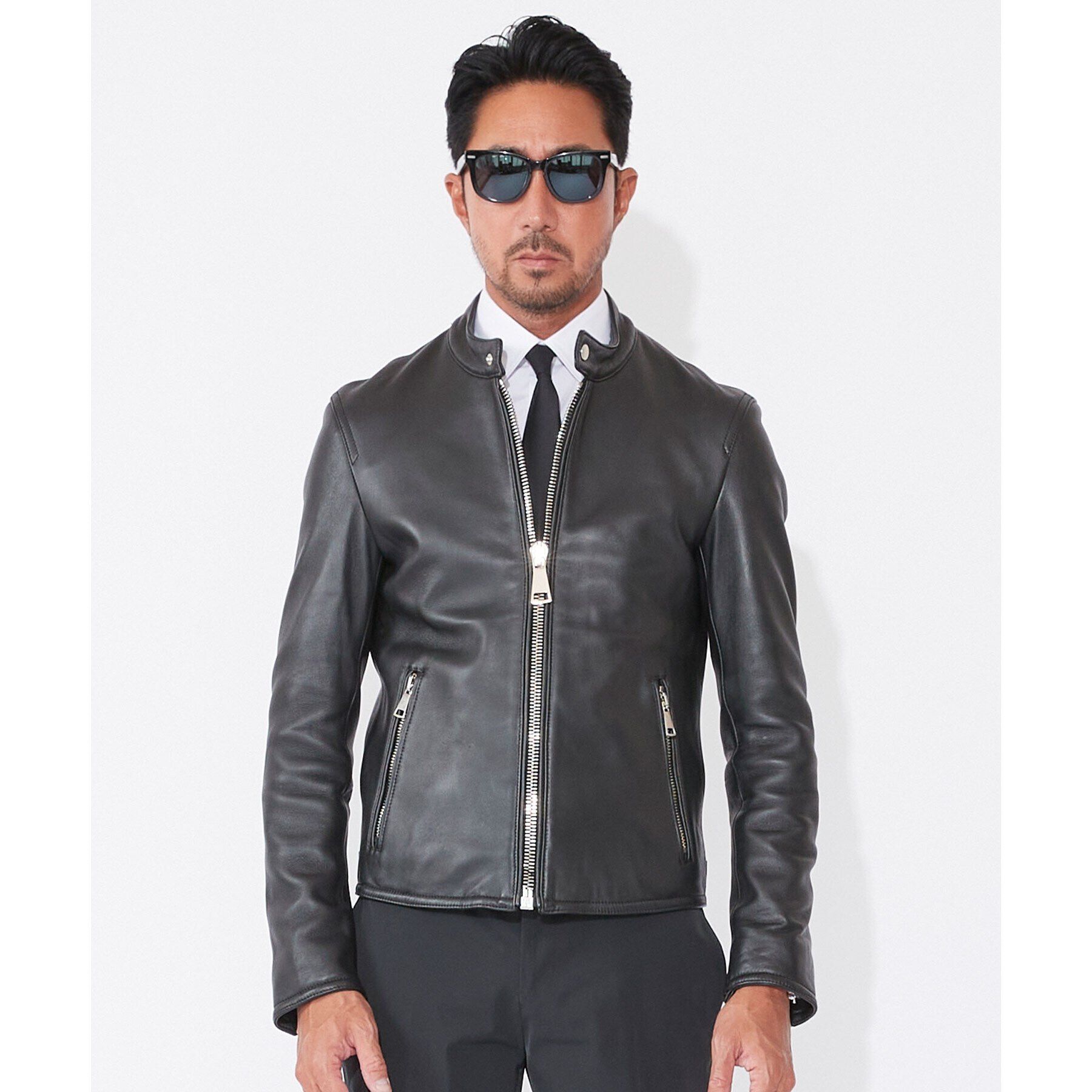 DRESSTERIOR「【干場義雅&times;DRESSTERIOR】レザーライダースジャケット」|ライダースジャケット|ブラック(019)