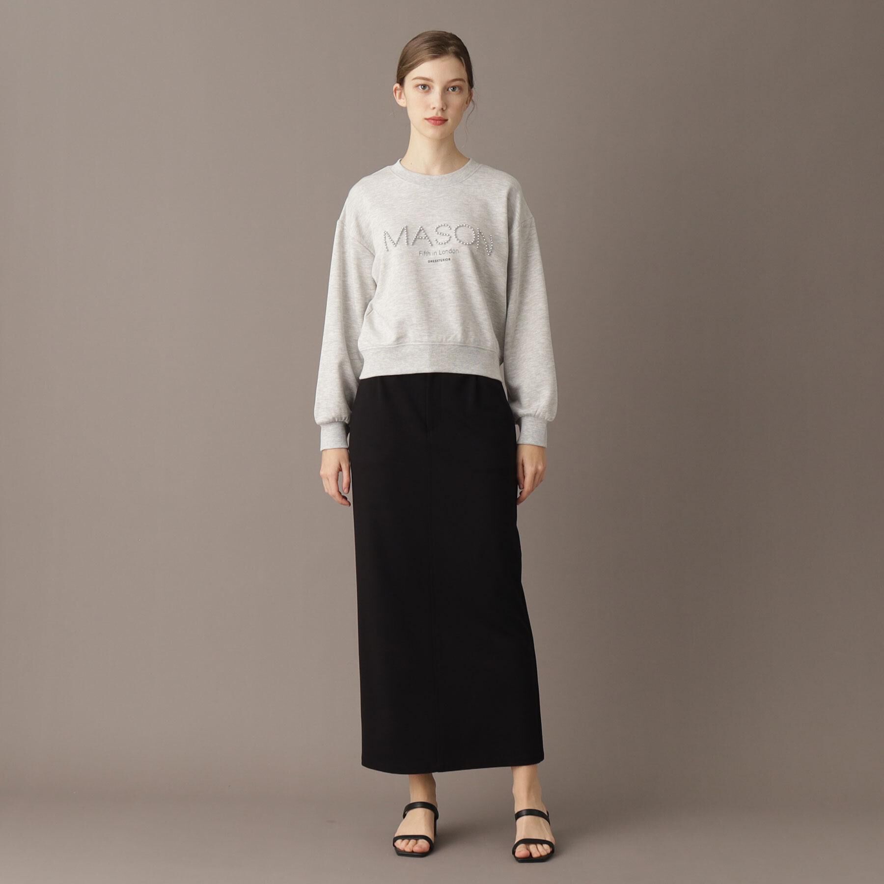 DRESSTERIOR「【洗える/ショート丈】メイソンスタッズロゴ裏毛プルオーバー」|パーカー|