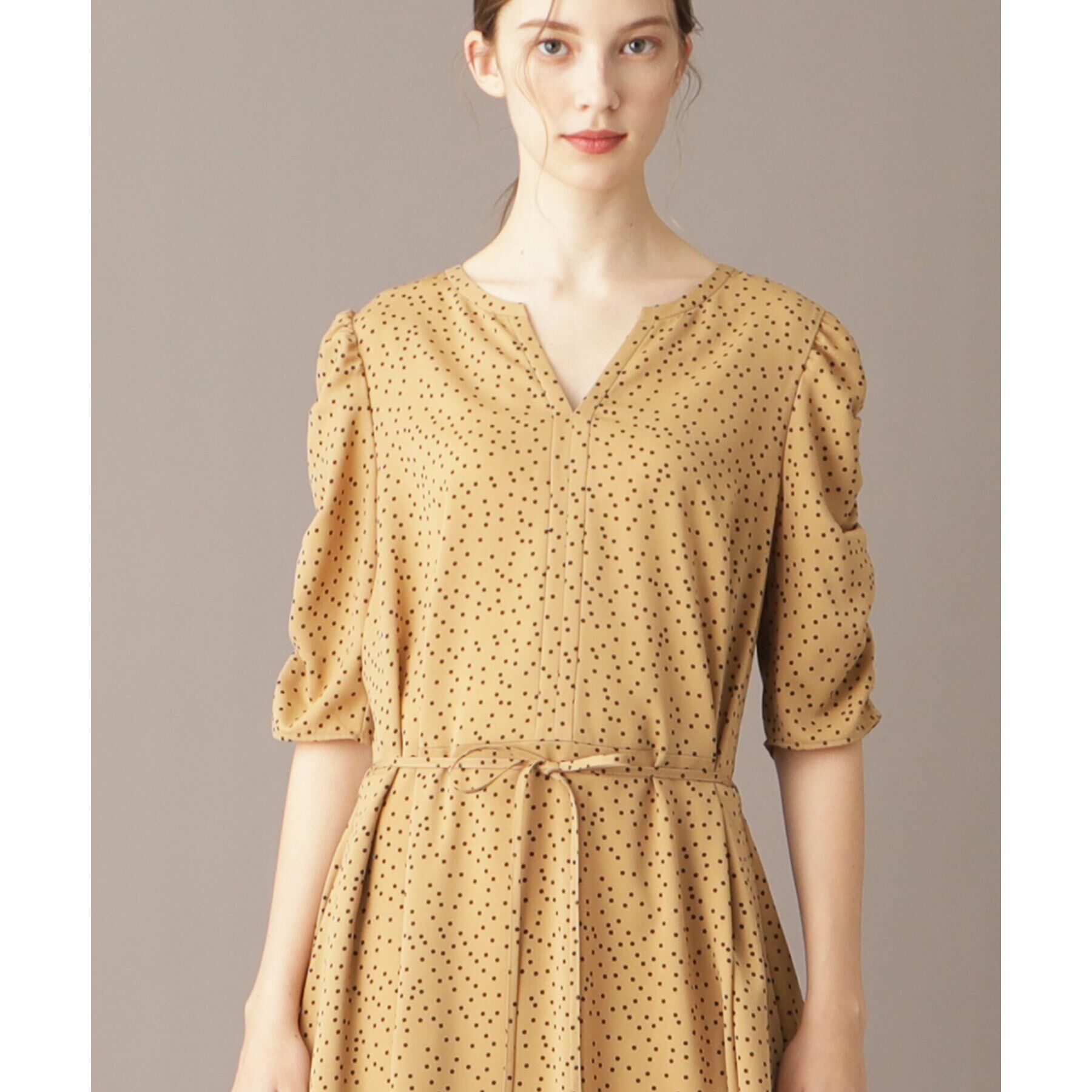 DRESSTERIOR「【ポケット付き/ドット柄】ドットハーフスリーブワンピース」|ワンピース|