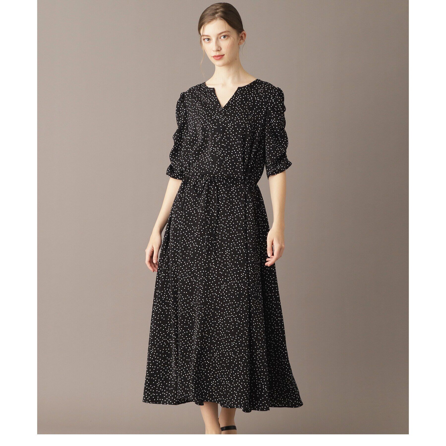 DRESSTERIOR「【ポケット付き/ドット柄】ドットハーフスリーブワンピース」|ワンピース|