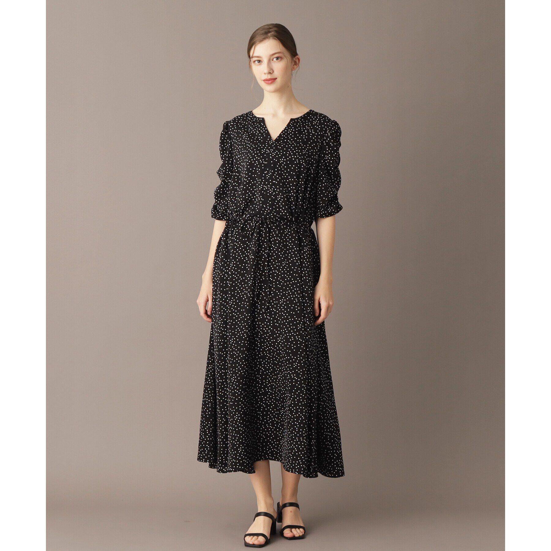 DRESSTERIOR「【ポケット付き/ドット柄】ドットハーフスリーブワンピース」|ワンピース|