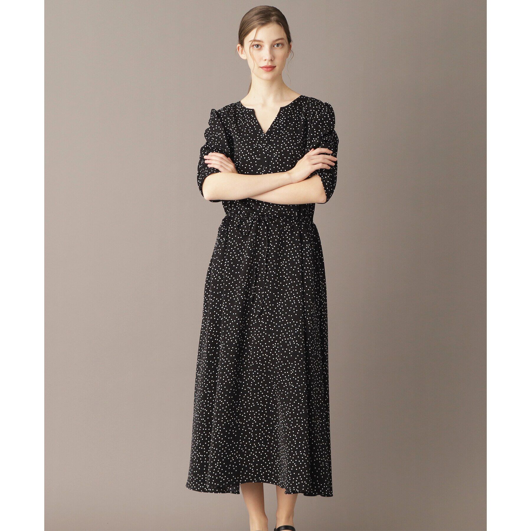 DRESSTERIOR「【ポケット付き/ドット柄】ドットハーフスリーブワンピース」|ワンピース|