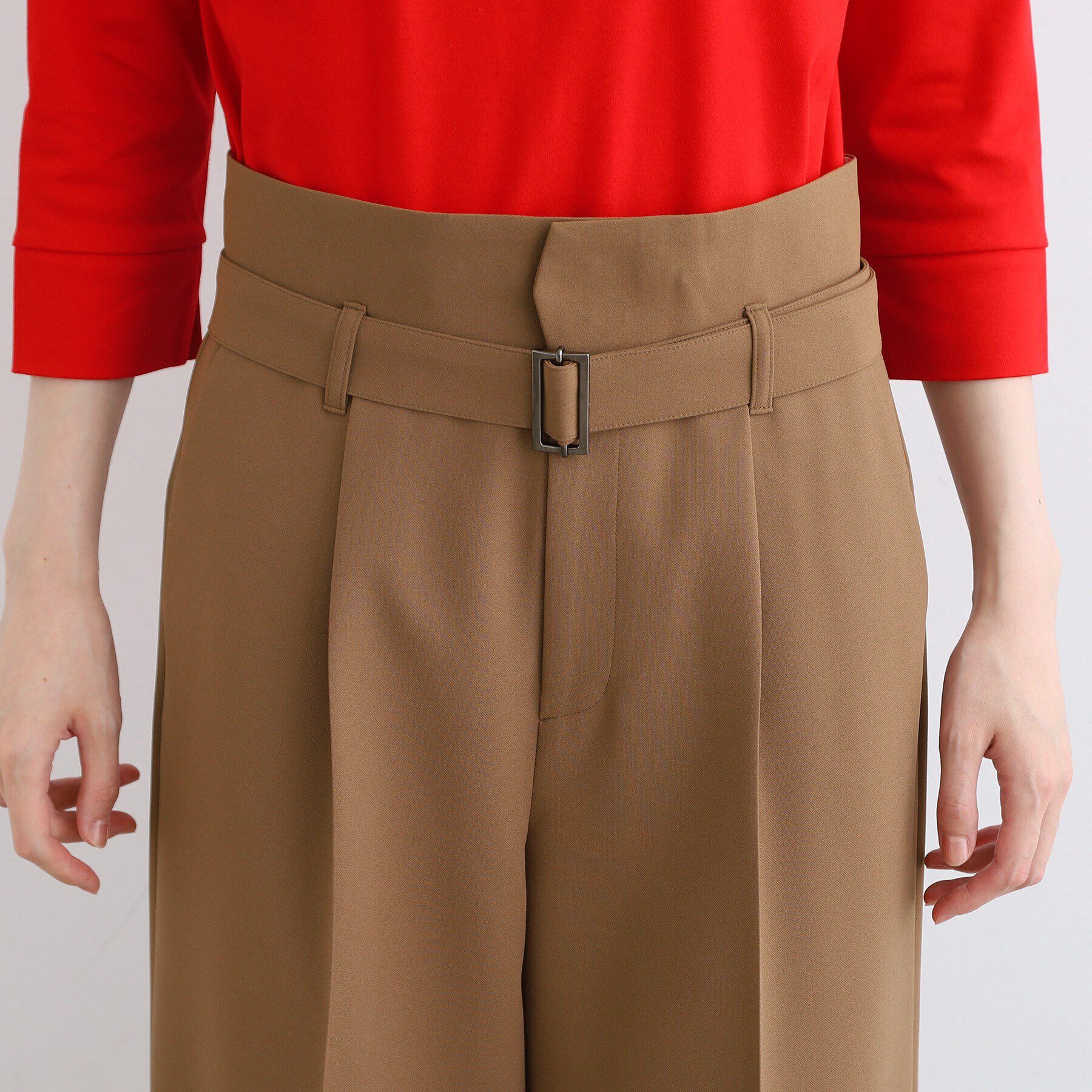 INDIVI「【洗える／トレンド感◎／2WAY】ベルト付タックワイドパンツ」|その他|