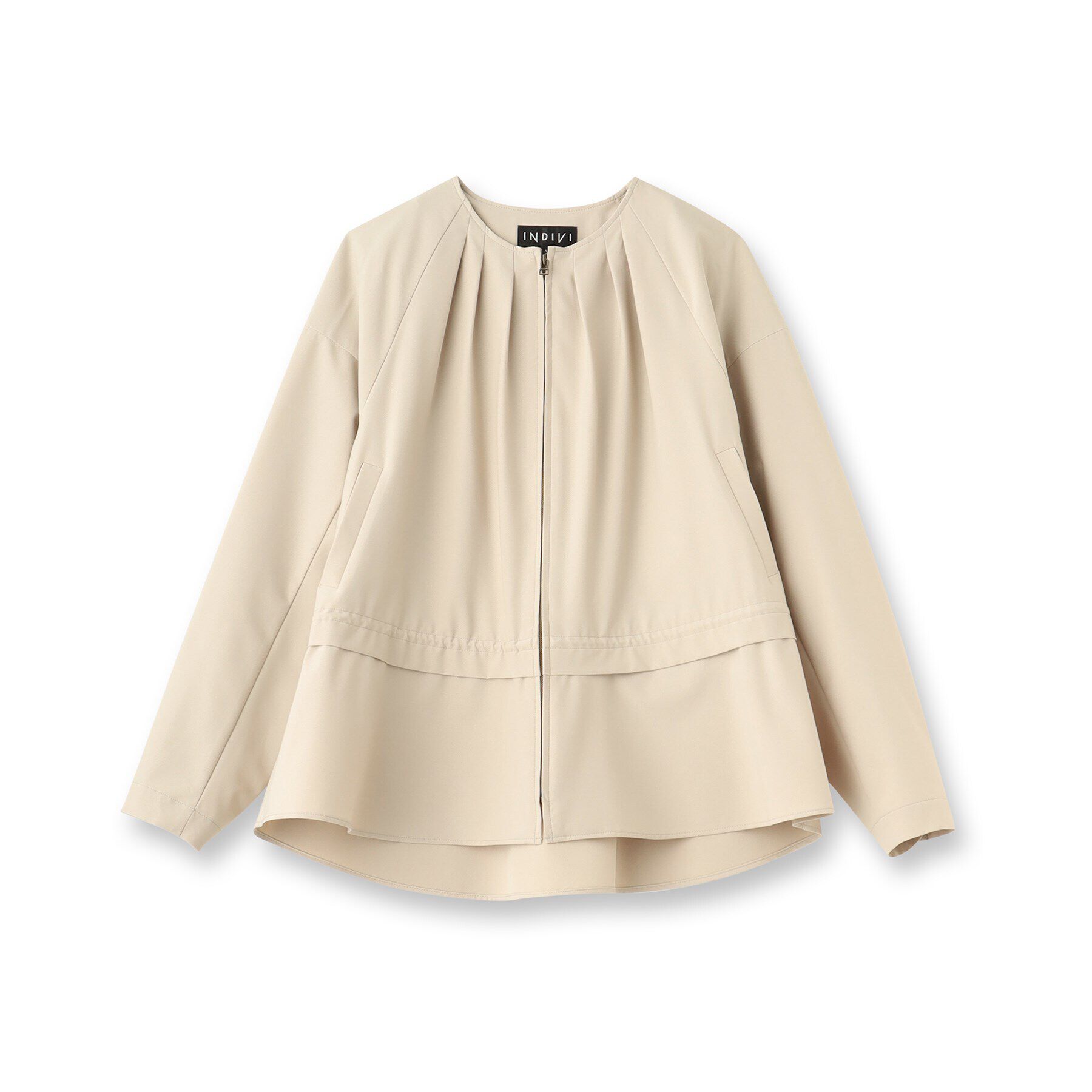 INDIVI「【洗える／撥水】ペプラム風ライトブルゾン」|ブルゾン・スタジャン|