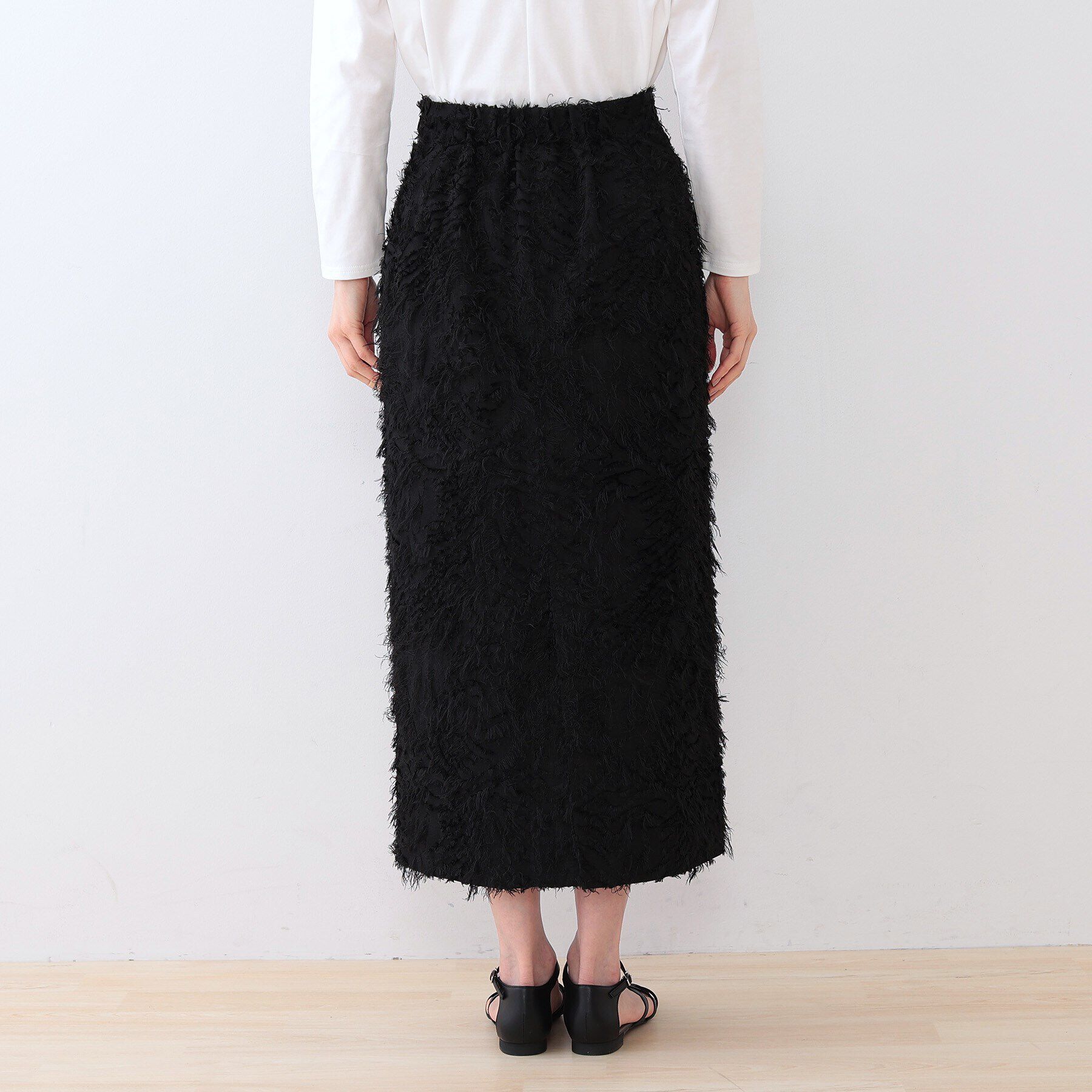INDIVI「【スタイルUP】フリンジ調ジャカード ストレートラインスカート」|スカート|