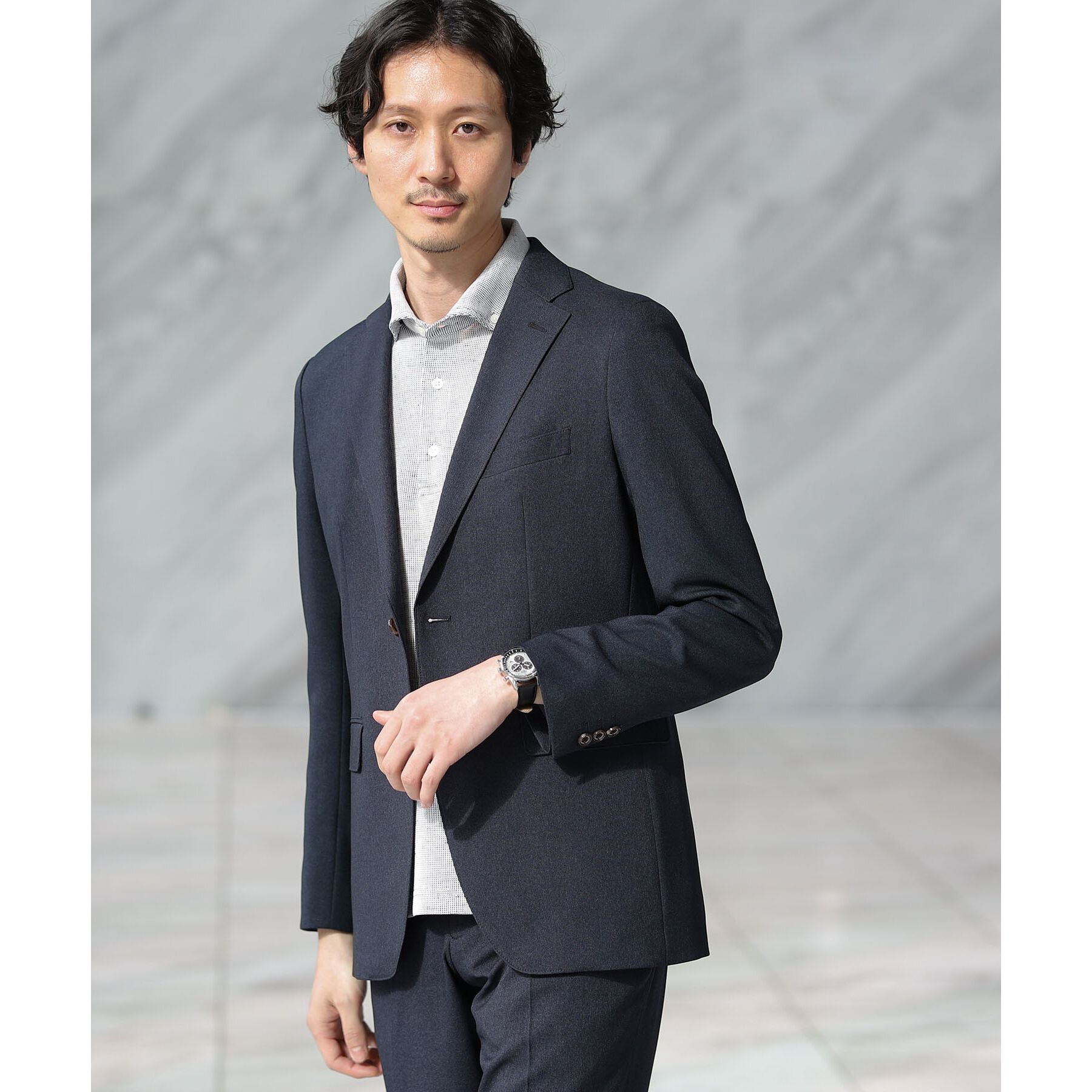 TAKEO KIKUCHI「【ONOFF/セットアップ対応】メランジ シャークスキン ストレッチジャケット」|テーラードジャケット|