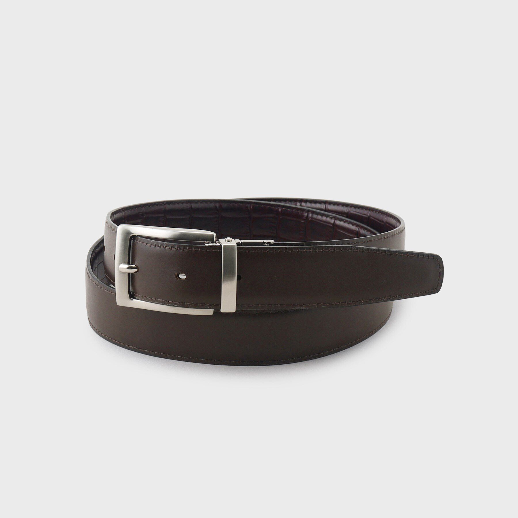 TAKEO KIKUCHI「【リバーシブル/Made in JAPAN】クロコ型押し レザーベルト」|ベルト|ブラウン(043)