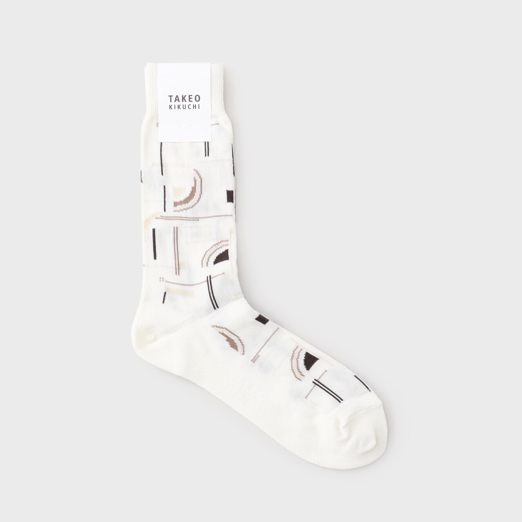 TAKEO KIKUCHI「アーカイブ柄クルーソックス」|ソックス|ホワイト(001)