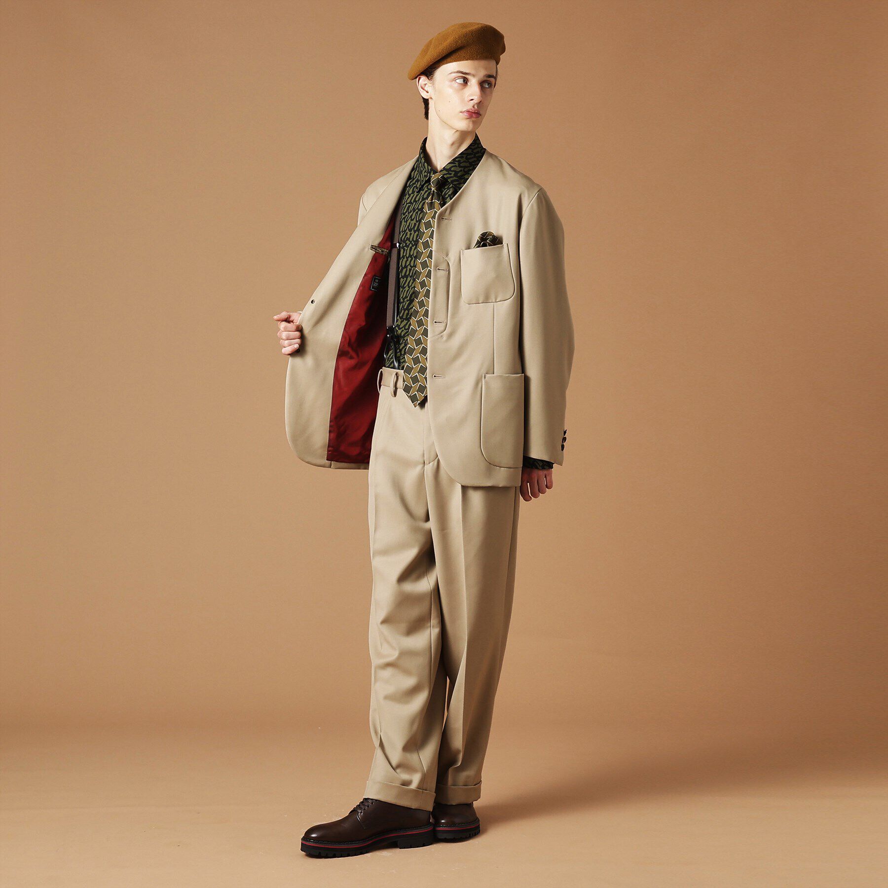 40CARATS&525「ギャバジン ノーカラージャケット」|テーラードジャケット|