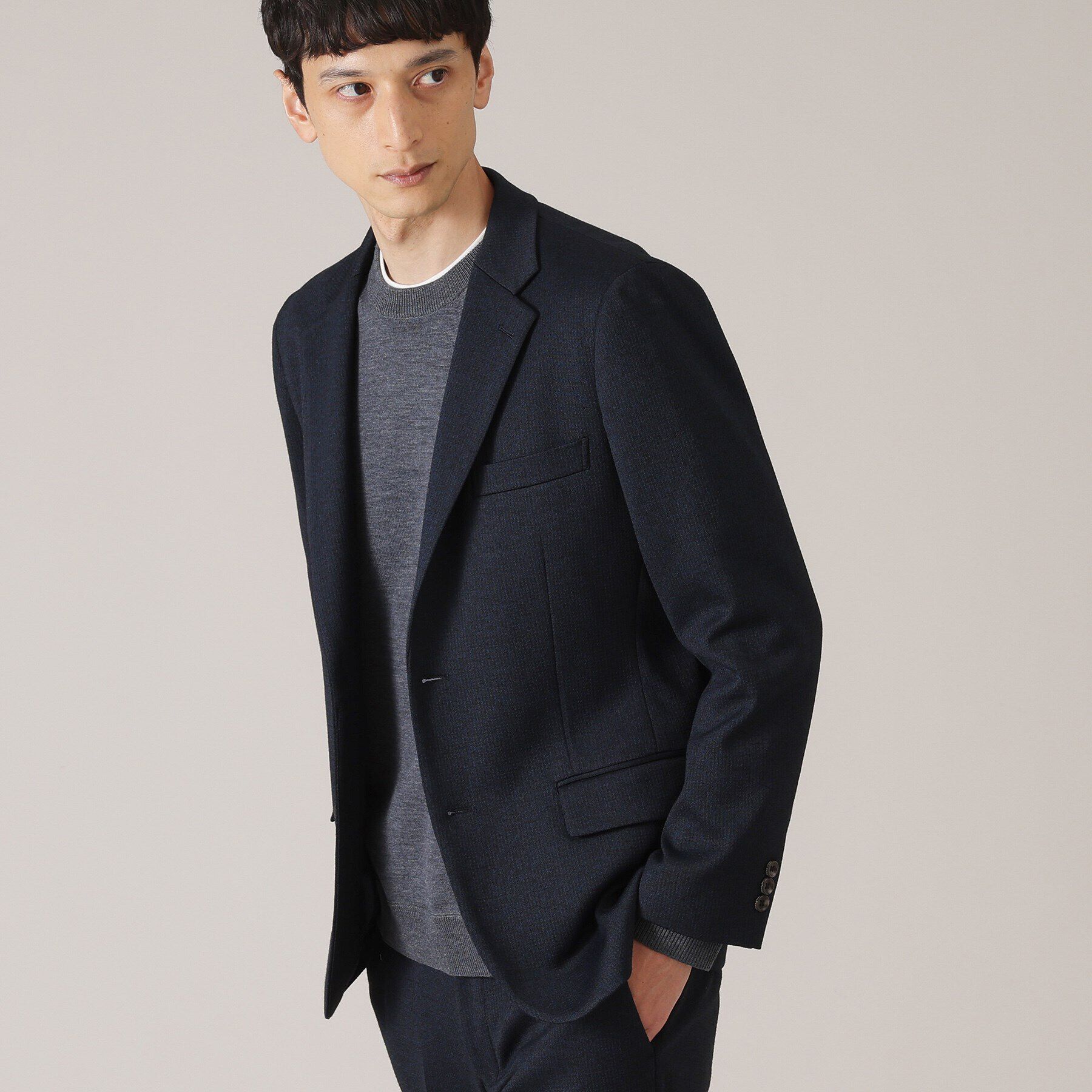 TAKEO KIKUCHI「【尾州織】ウールブレンド ムリネ千鳥ジャケット/ セットアップ対応」|テーラードジャケット|ﾌﾞﾙｰ(093)