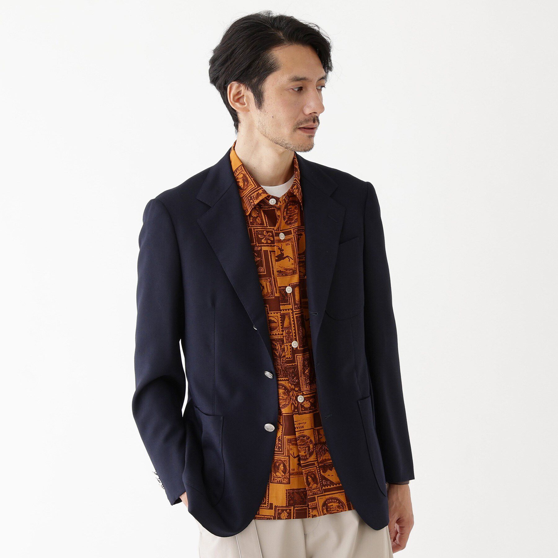 TAKEO KIKUCHI「【THE FLAGSHIP】ウールモヘヤ メッシュ ジャケット」|テーラードジャケット|ネイビー(094)