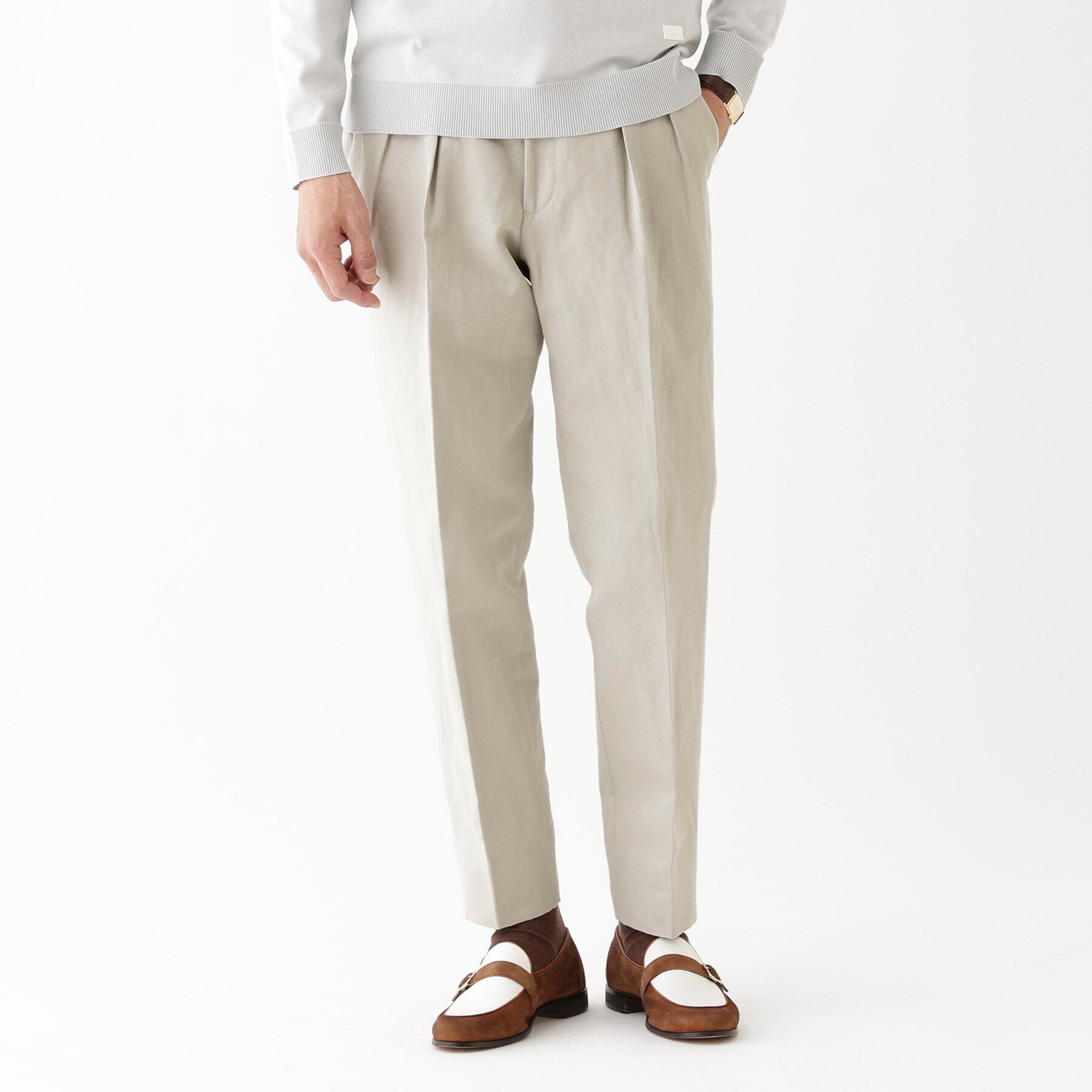 TAKEO KIKUCHI「【THE FLAGSHIP】尾州コットンヘンプ チノパン」|その他|オフホワイト(003