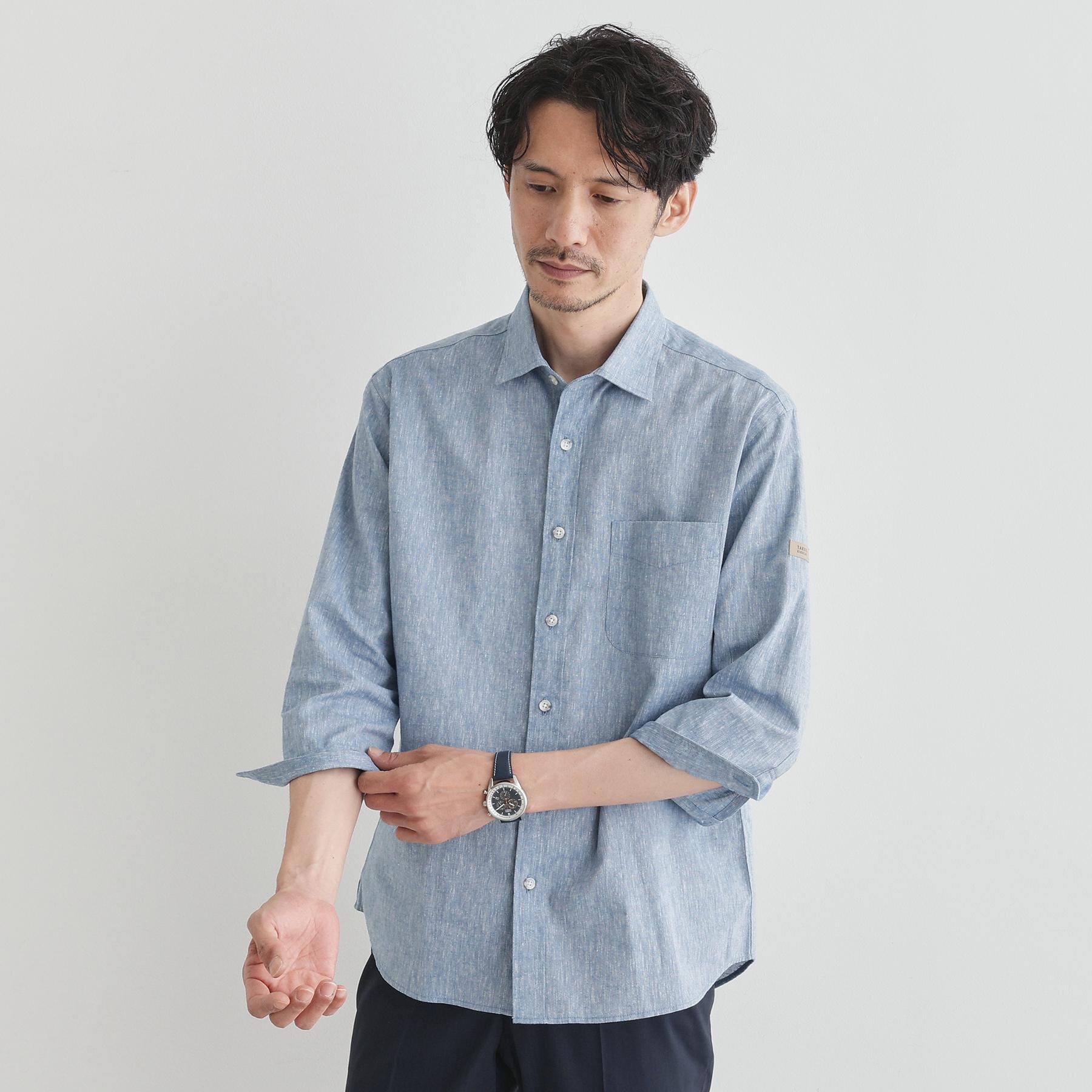 TAKEO KIKUCHI「ハイブリッド リネン 7分袖 シャツ」|シャツ・ブラウス|