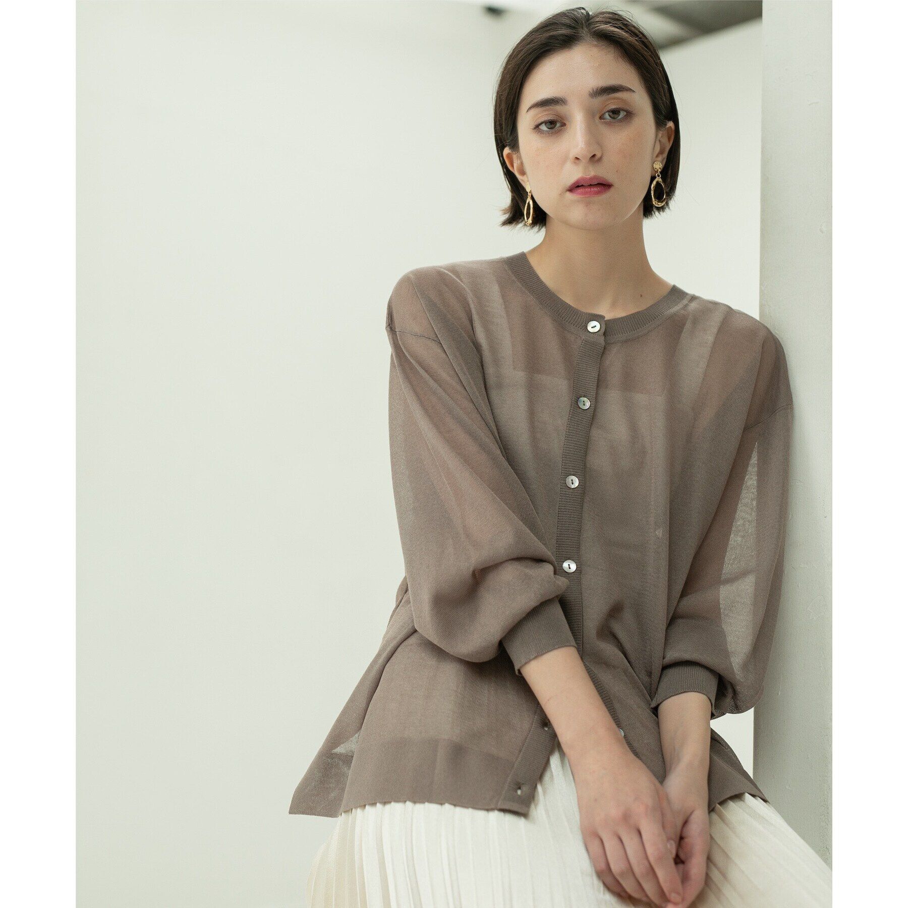 OPAQUE.CLIP「前後2WAY シアーニットプルオーバー【洗濯機洗い可/抗ピル】」|ニット・セーター|