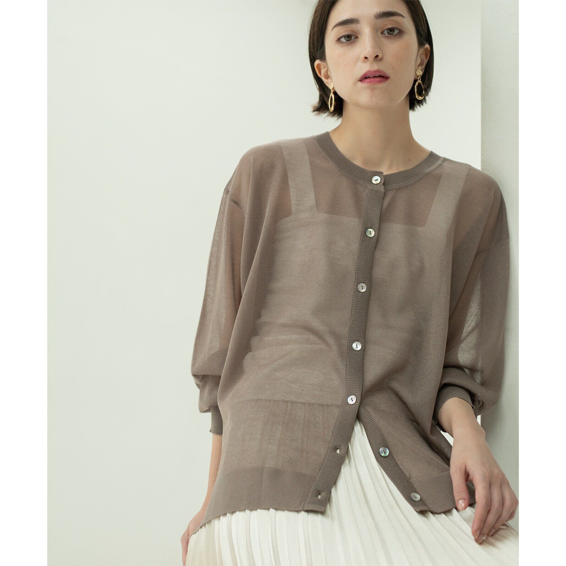 OPAQUE.CLIP「前後2WAY シアーニットプルオーバー【洗濯機洗い可/抗ピル】」|ニット・セーター|