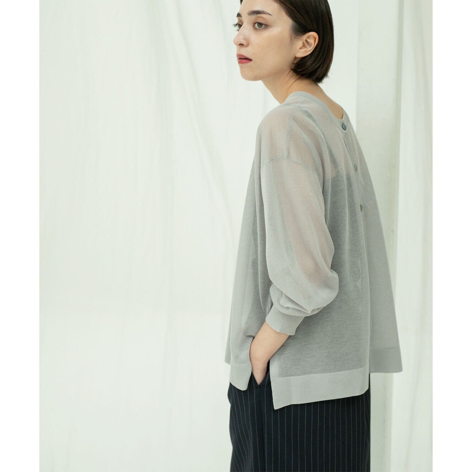 OPAQUE.CLIP「前後2WAY シアーニットプルオーバー【洗濯機洗い可/抗ピル】」|ニット・セーター|