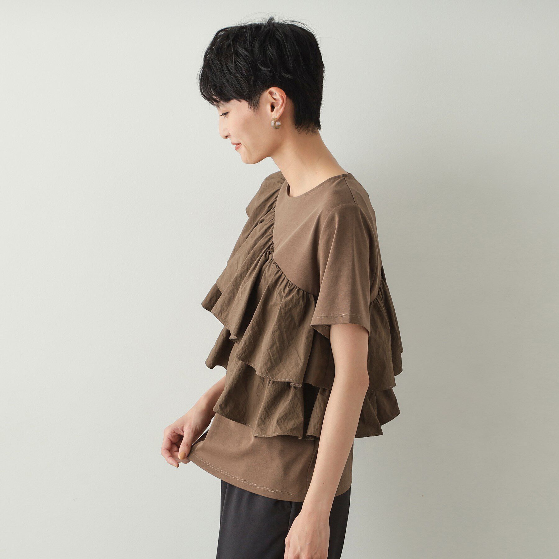 OPAQUE.CLIP「2段フリルカットソー【洗濯機洗い可】」|Tシャツ・カットソー|