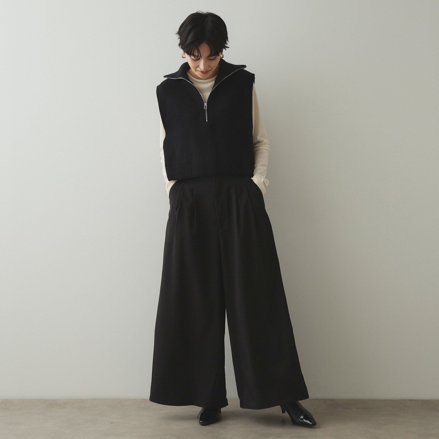 OPAQUE.CLIP「サイドスリットワイドパンツ【洗濯機洗い可】」|その他|