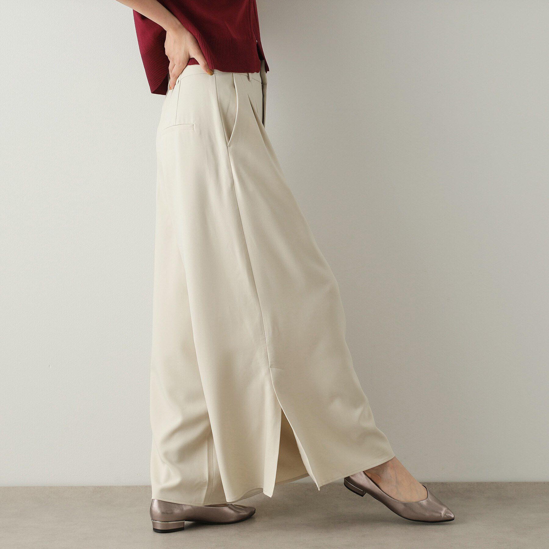 OPAQUE.CLIP「サイドスリットワイドパンツ【洗濯機洗い可】」|その他|