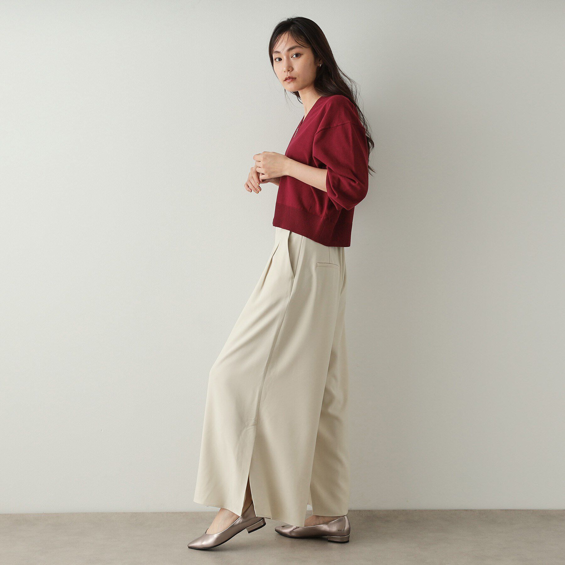 OPAQUE.CLIP「サイドスリットワイドパンツ【洗濯機洗い可】」|その他|