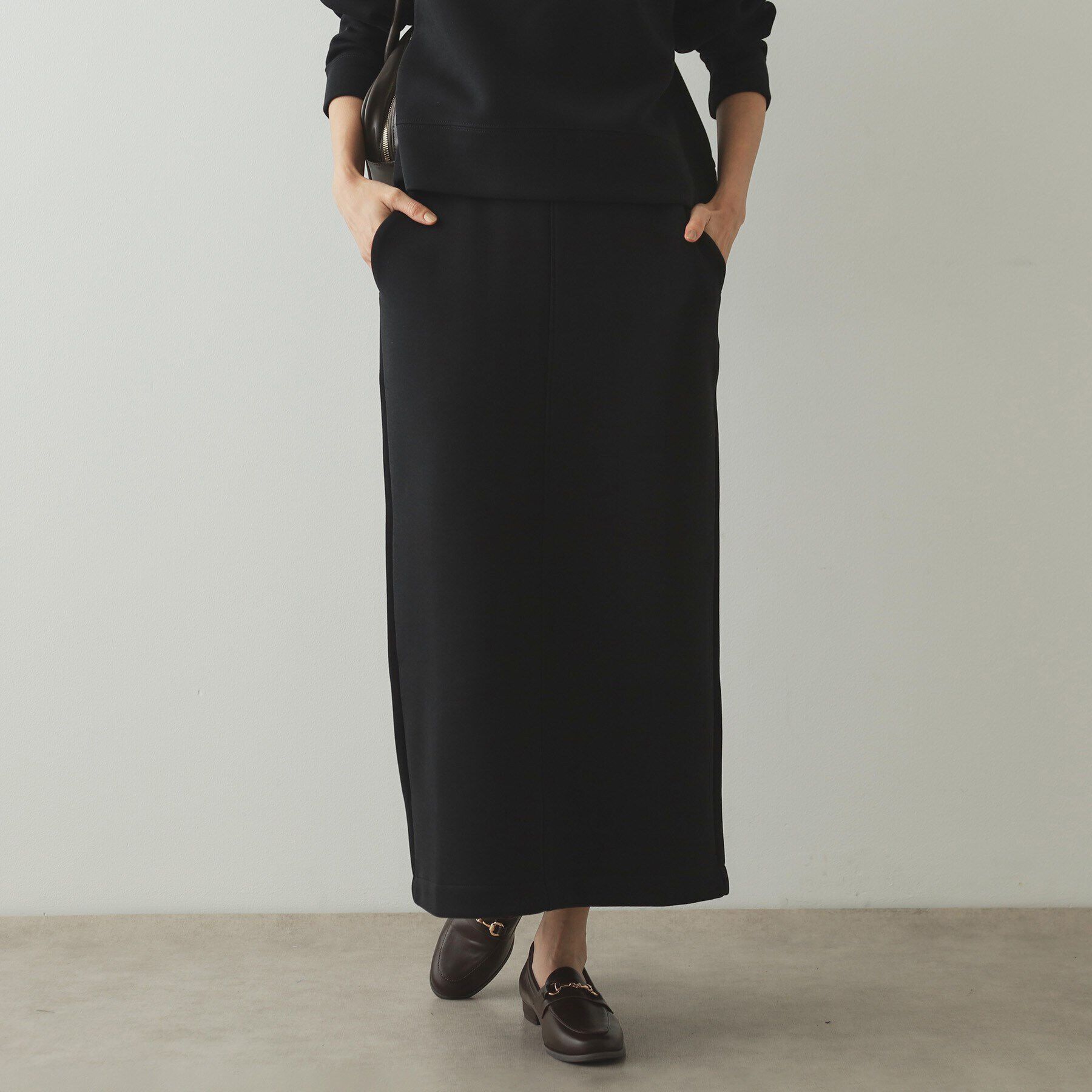OPAQUE.CLIP「イージーナロースカート/セットアップ対応【洗濯機洗い可】」|スカート|ブラック(019)