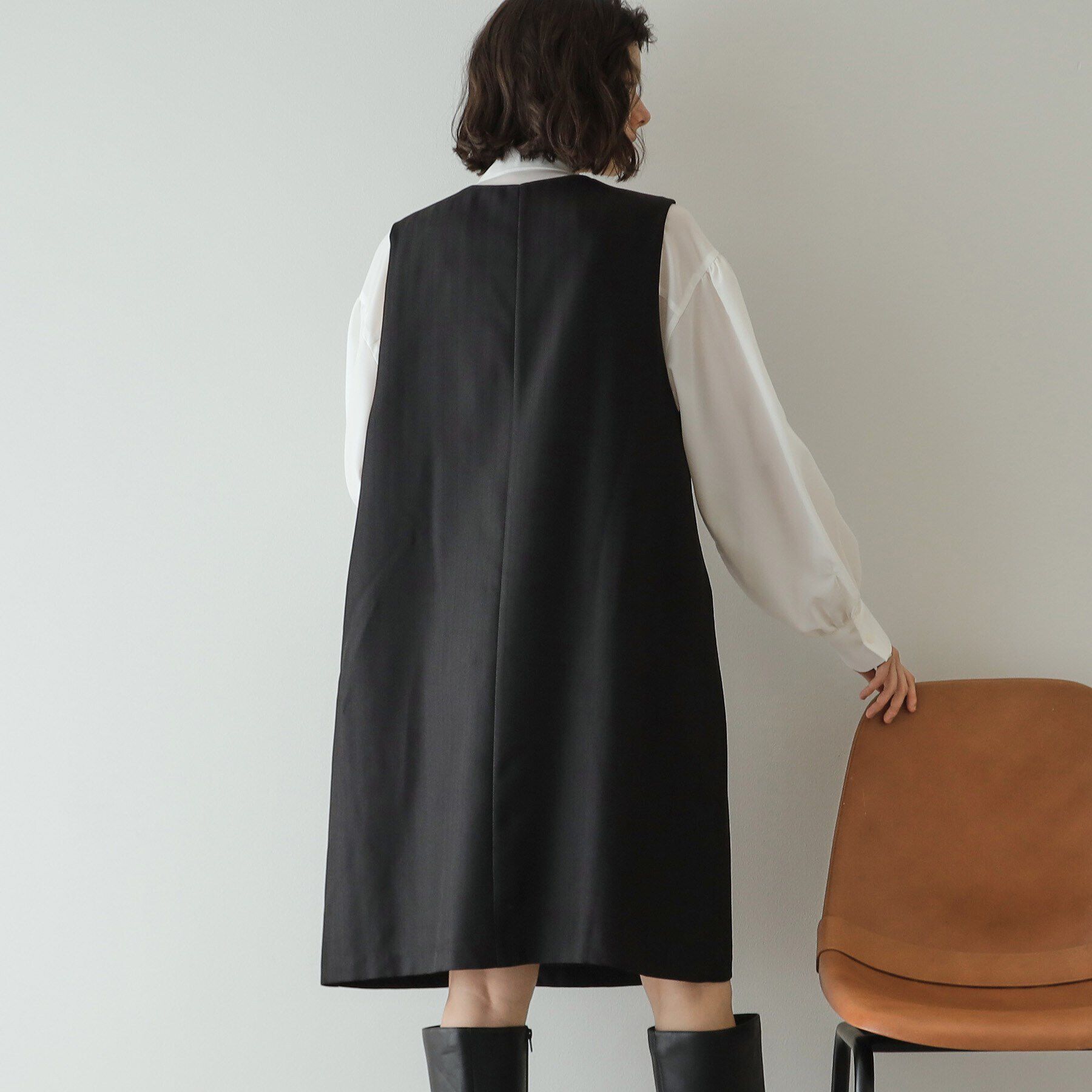 OPAQUE.CLIP「Vネックミニジャンスカ【洗濯機洗い可】」|ワンピース|