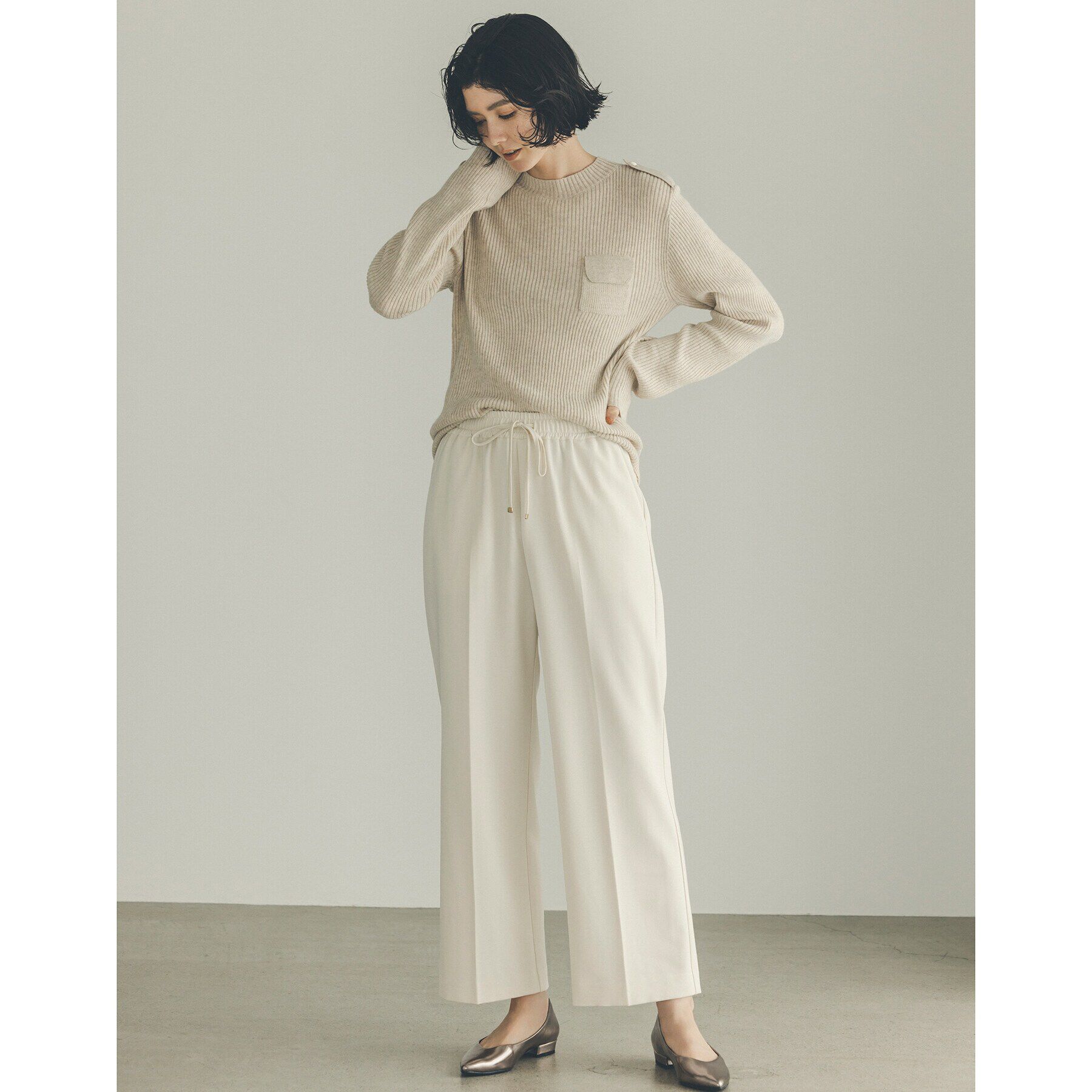 OPAQUE.CLIP「《SS-LLsize》着丈が選べる！裏起毛ストレッチイージーワイドパンツ【蓄熱素材/洗濯機洗い可】」|その他|