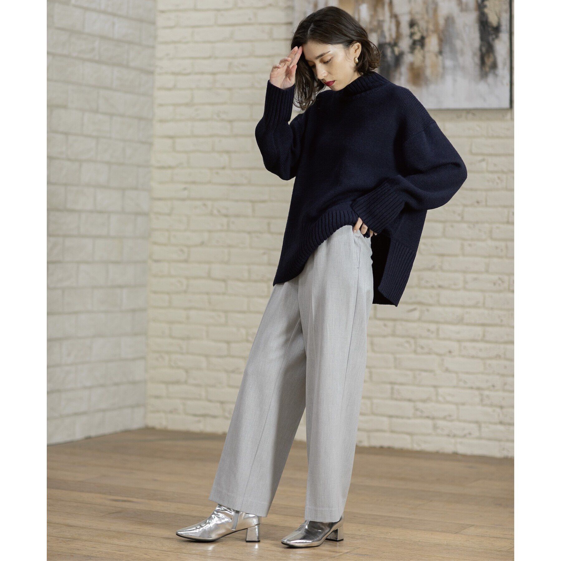 OPAQUE.CLIP「《SS-LLsize》着丈が選べる！裏起毛ストレッチイージーワイドパンツ【蓄熱素材/洗濯機洗い可】」|その他|