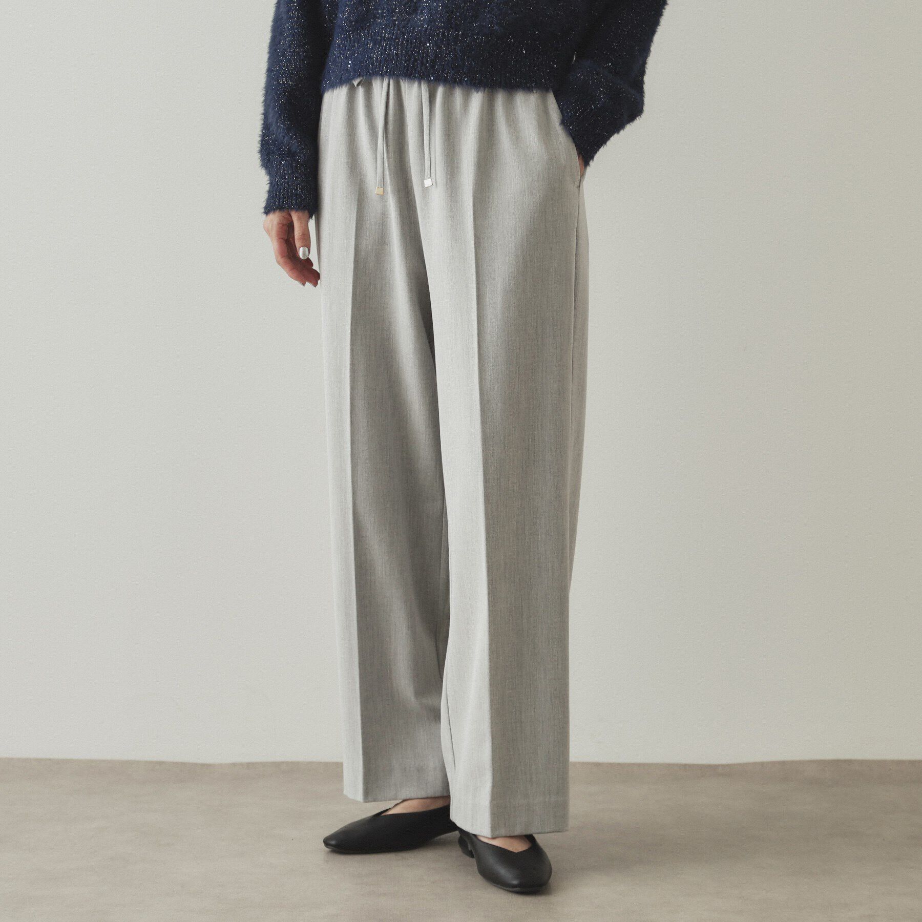 OPAQUE.CLIP「《SS-LLsize》着丈が選べる！裏起毛ストレッチイージーワイドパンツ【蓄熱素材/洗濯機洗い可】」|その他|グレー(012)