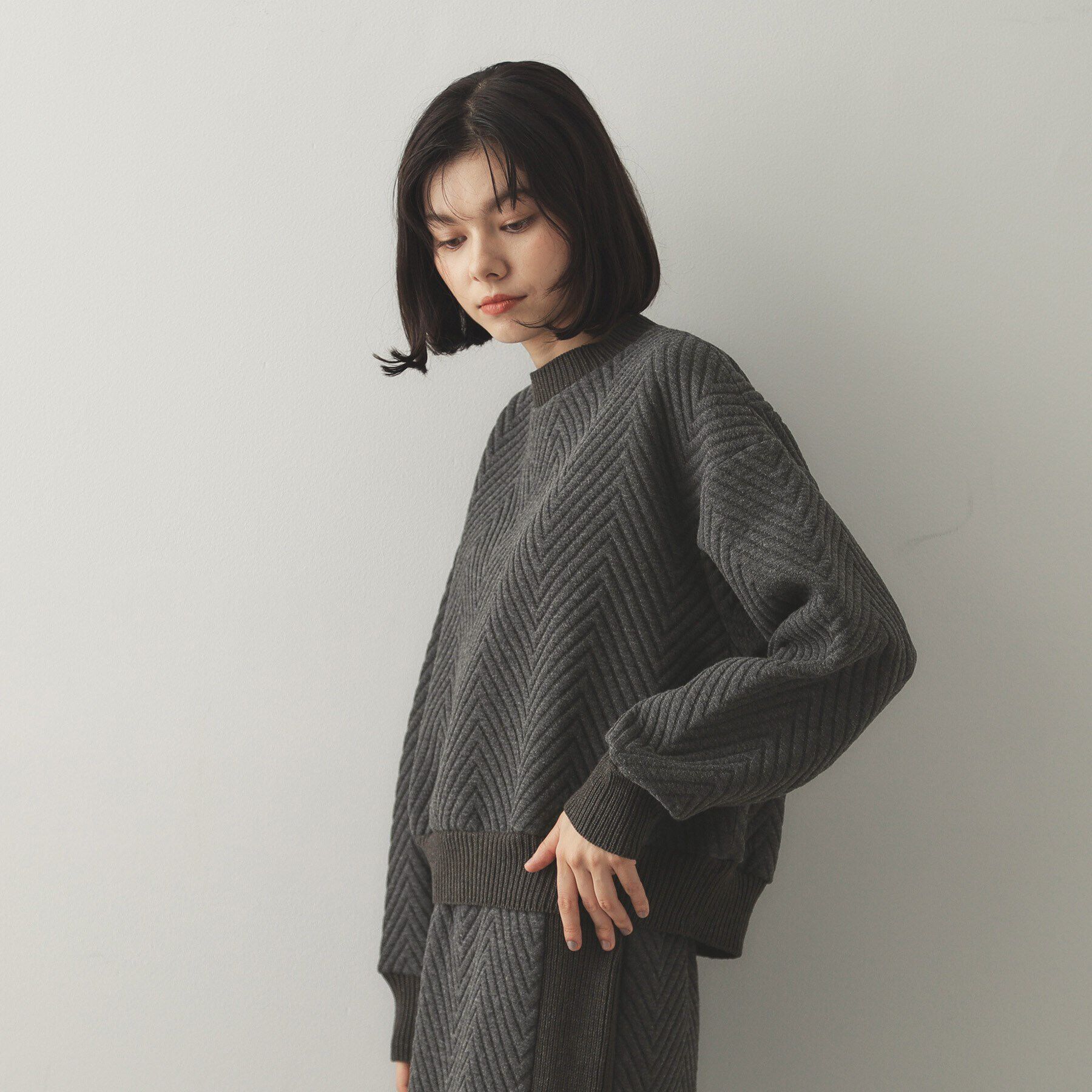 OPAQUE.CLIP「キルティングジャカードトップス/セットアップ対応【洗濯機洗い可】」|Tシャツ・カットソー|