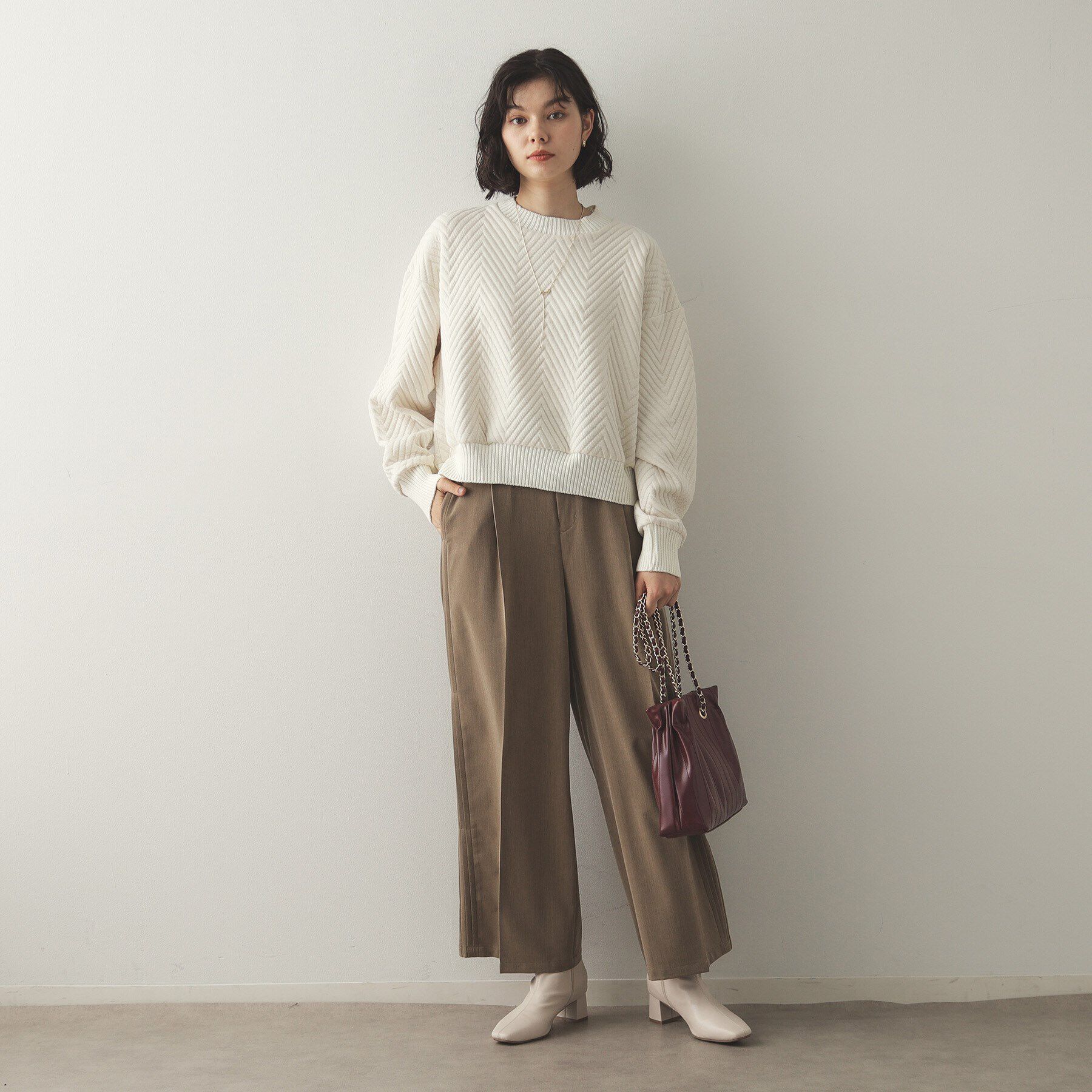 OPAQUE.CLIP「キルティングジャカードトップス/セットアップ対応【洗濯機洗い可】」|Tシャツ・カットソー|