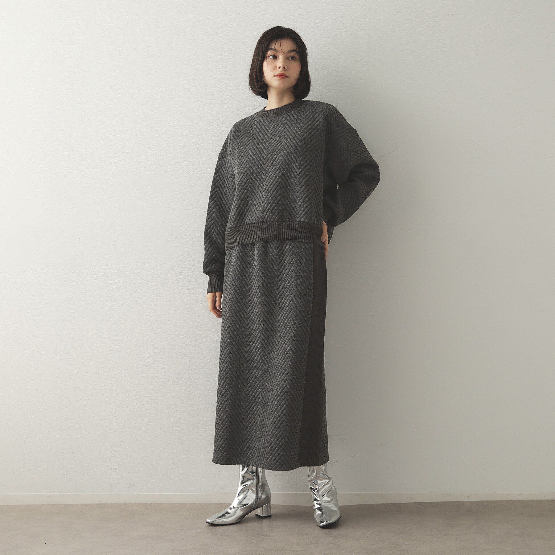 OPAQUE.CLIP「キルティングジャカードトップス/セットアップ対応【洗濯機洗い可】」|Tシャツ・カットソー|