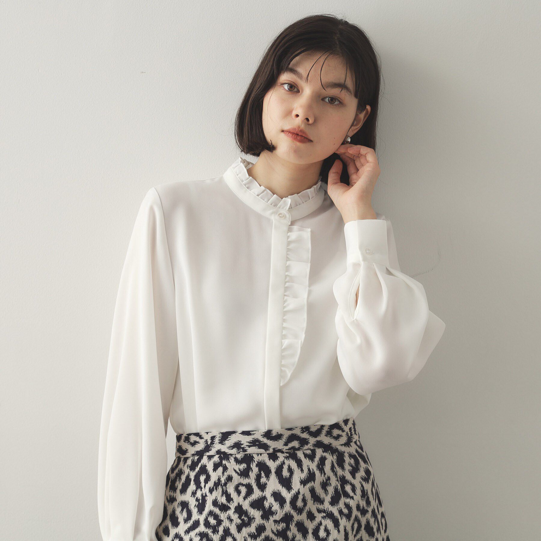 OPAQUE.CLIP「スタインドフリルブラウス【洗濯機洗い可】」|シャツ・ブラウス|