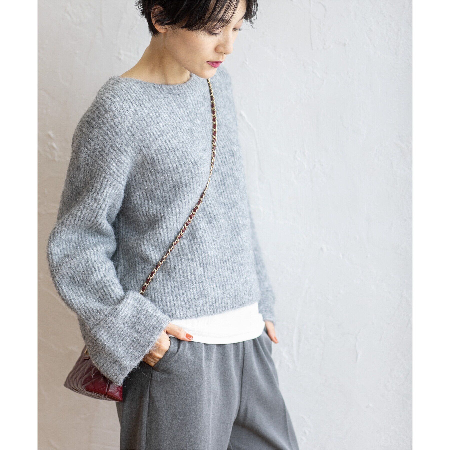 OPAQUE.CLIP「ラメショートミドルゲージニット【洗濯機洗い可】」|ニット・セーター|