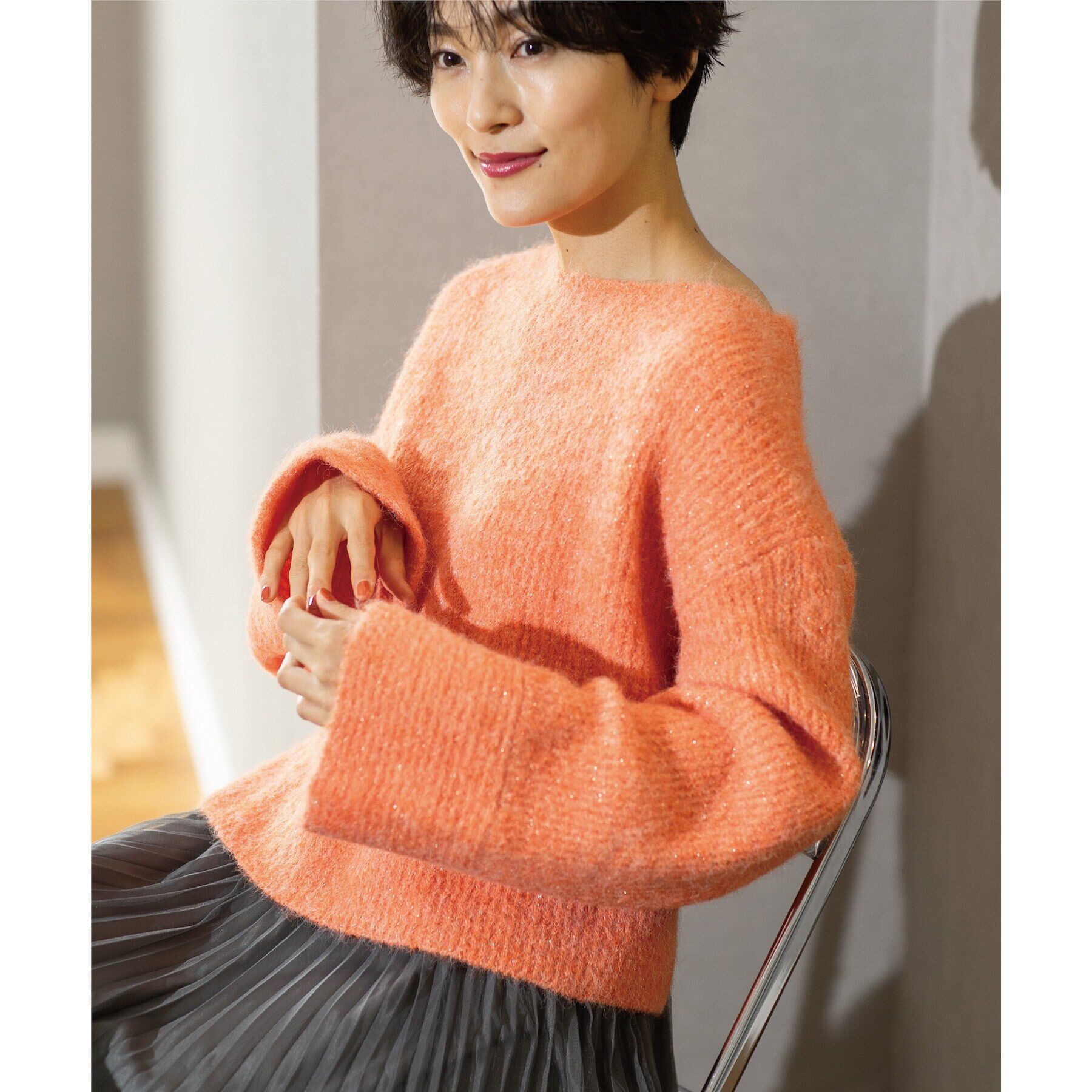 OPAQUE.CLIP「ラメショートミドルゲージニット【洗濯機洗い可】」|ニット・セーター|