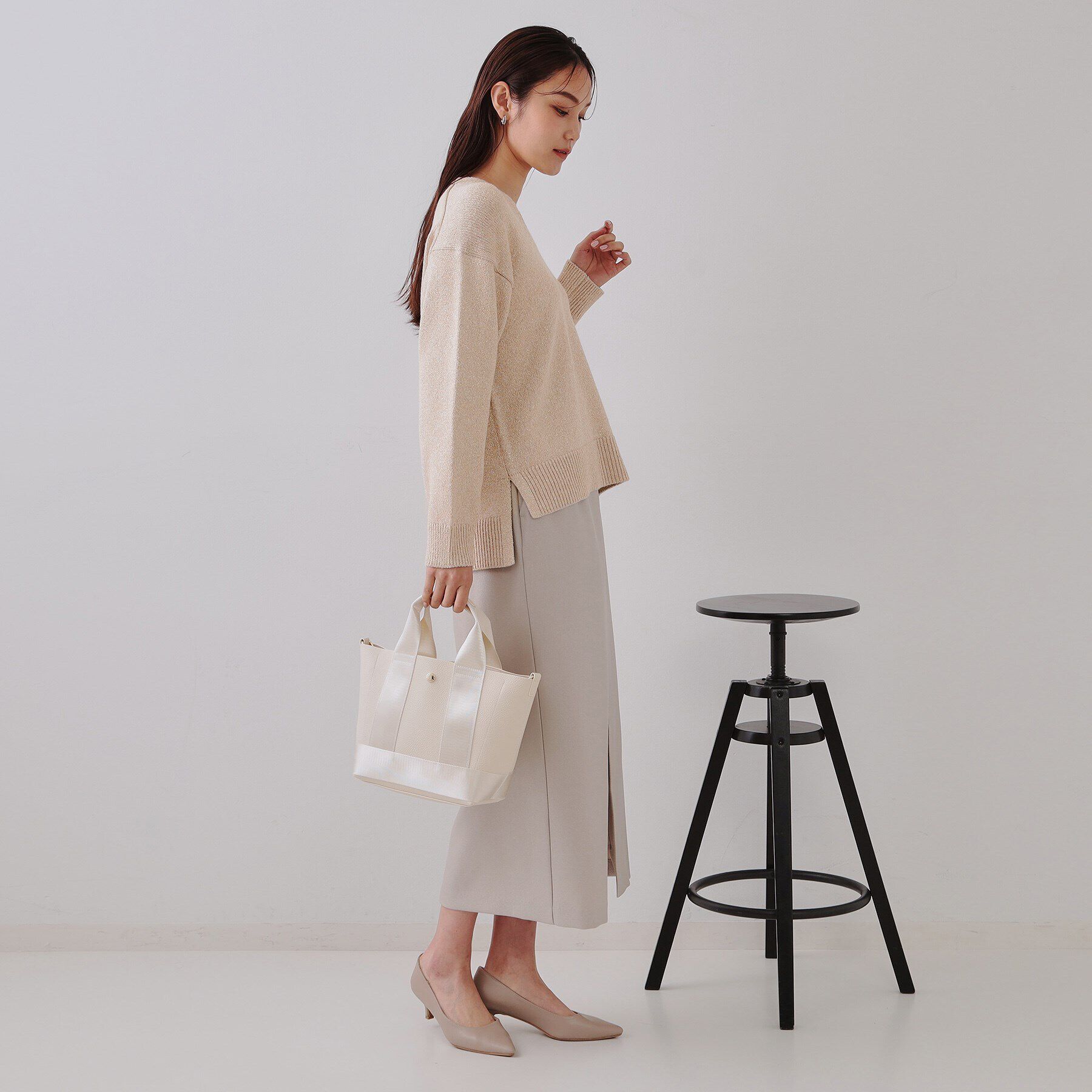 OPAQUE.CLIP「ラメヤーンVネックニット【洗濯機洗い可】」|ニット・セーター|