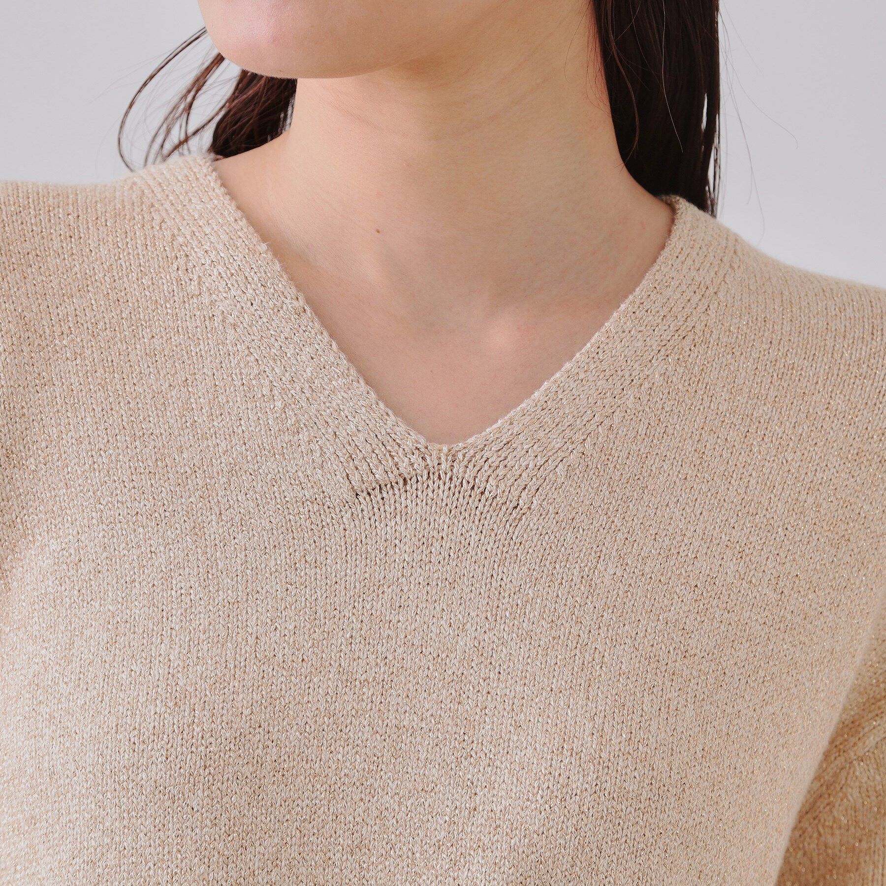 OPAQUE.CLIP「ラメヤーンVネックニット【洗濯機洗い可】」|ニット・セーター|