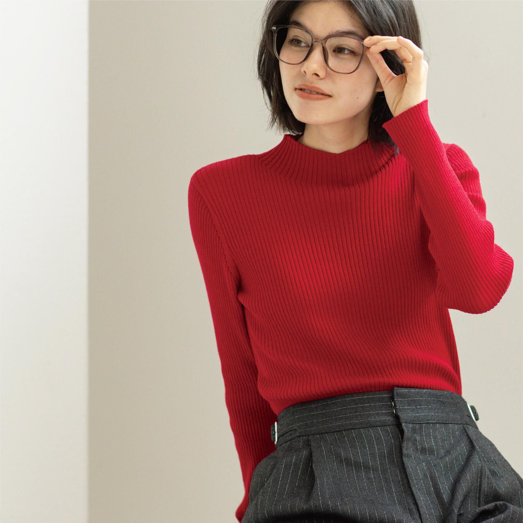 OPAQUE.CLIP「ハイネックリブニット【洗濯機OK】《6col》」|ニット・セーター|