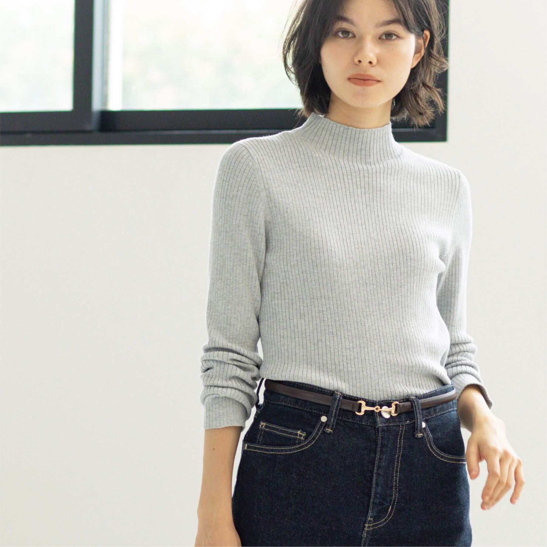 OPAQUE.CLIP「ハイネックリブニット【洗濯機OK】《6col》」|ニット・セーター|