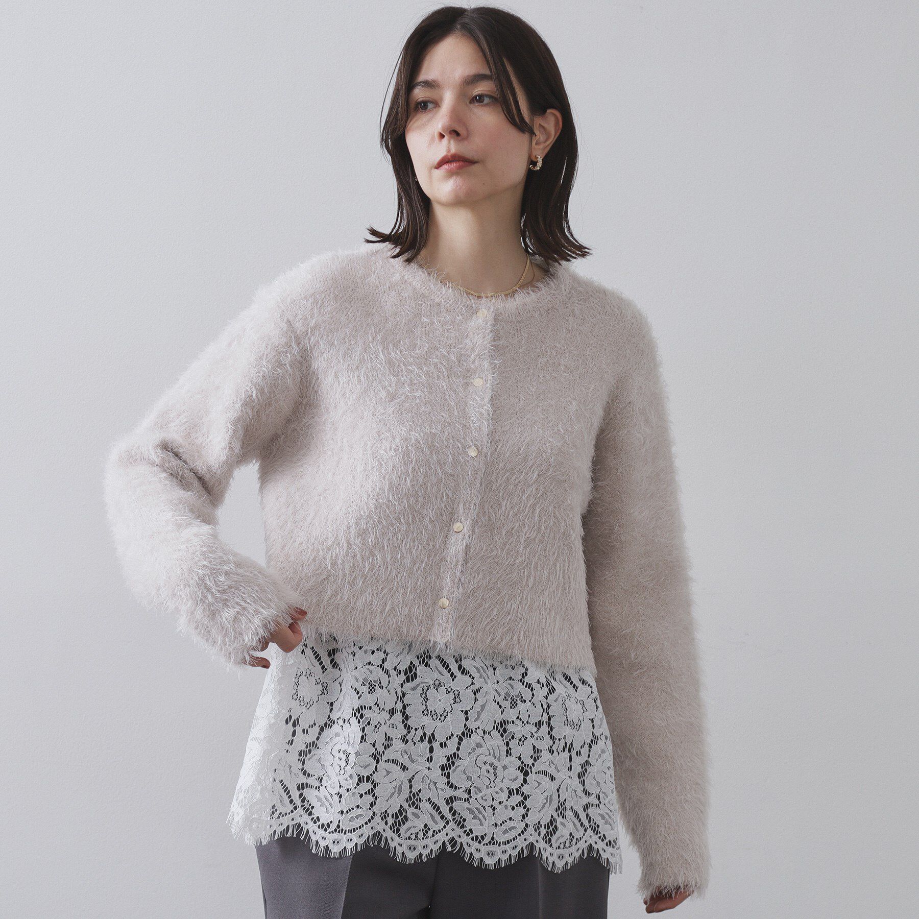 OPAQUE.CLIP「裾レースカットソー【洗濯機OK】」|Tシャツ・カットソー|