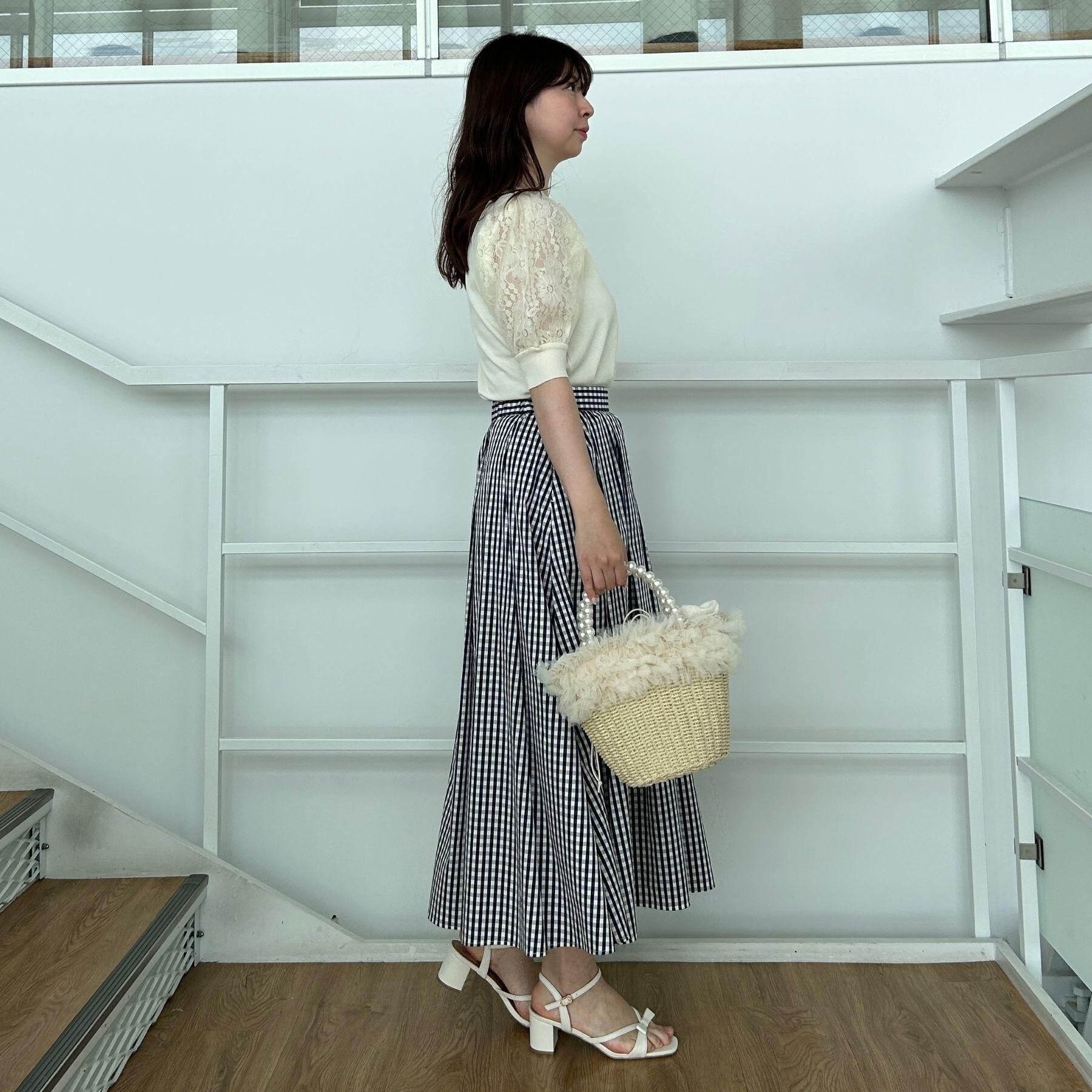 Couture broach「【大人可愛い・ゴム仕様】ギンガムチェック　タック＆ギャザースカート」|スカート|