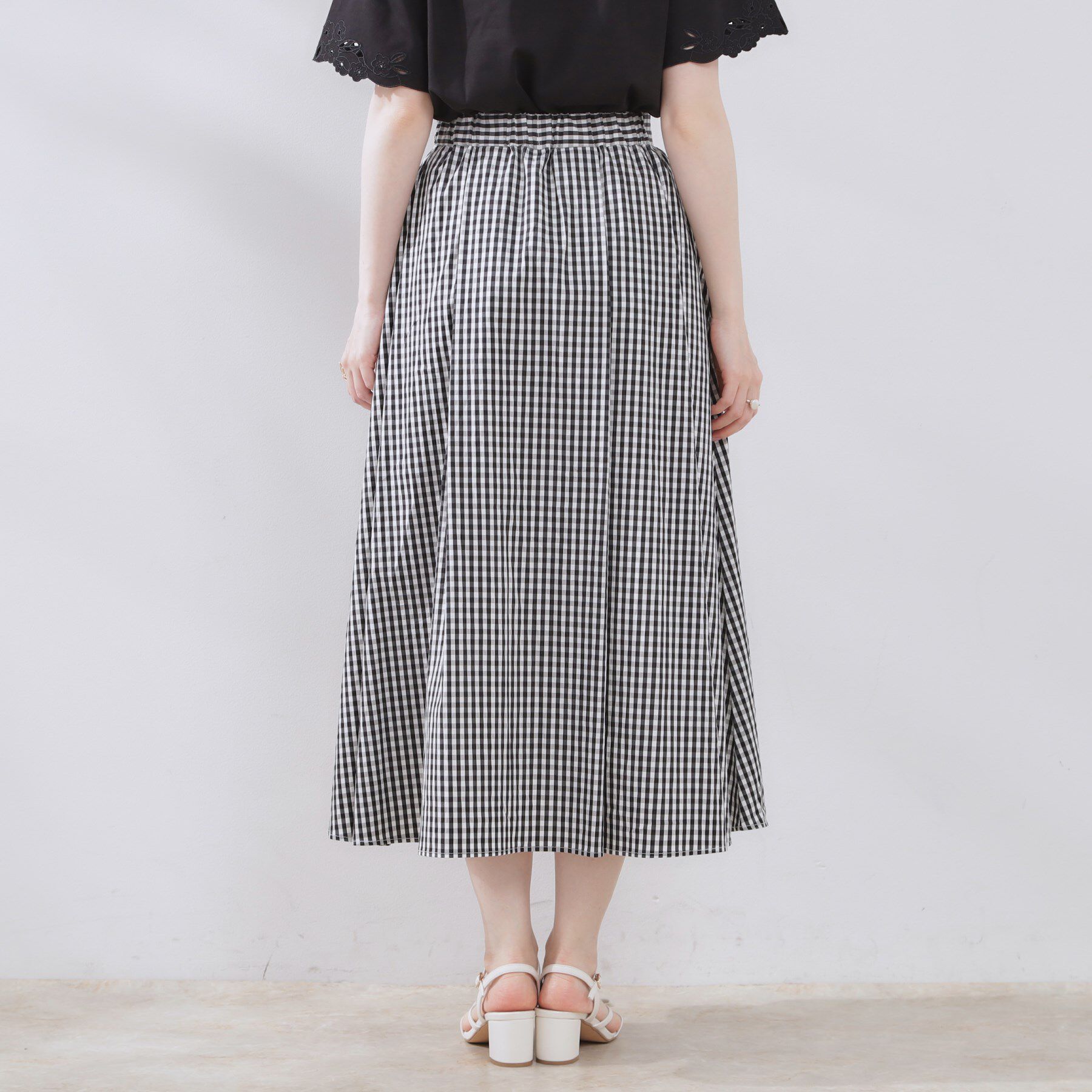 Couture broach「【大人可愛い・ゴム仕様】ギンガムチェック　タック＆ギャザースカート」|スカート|
