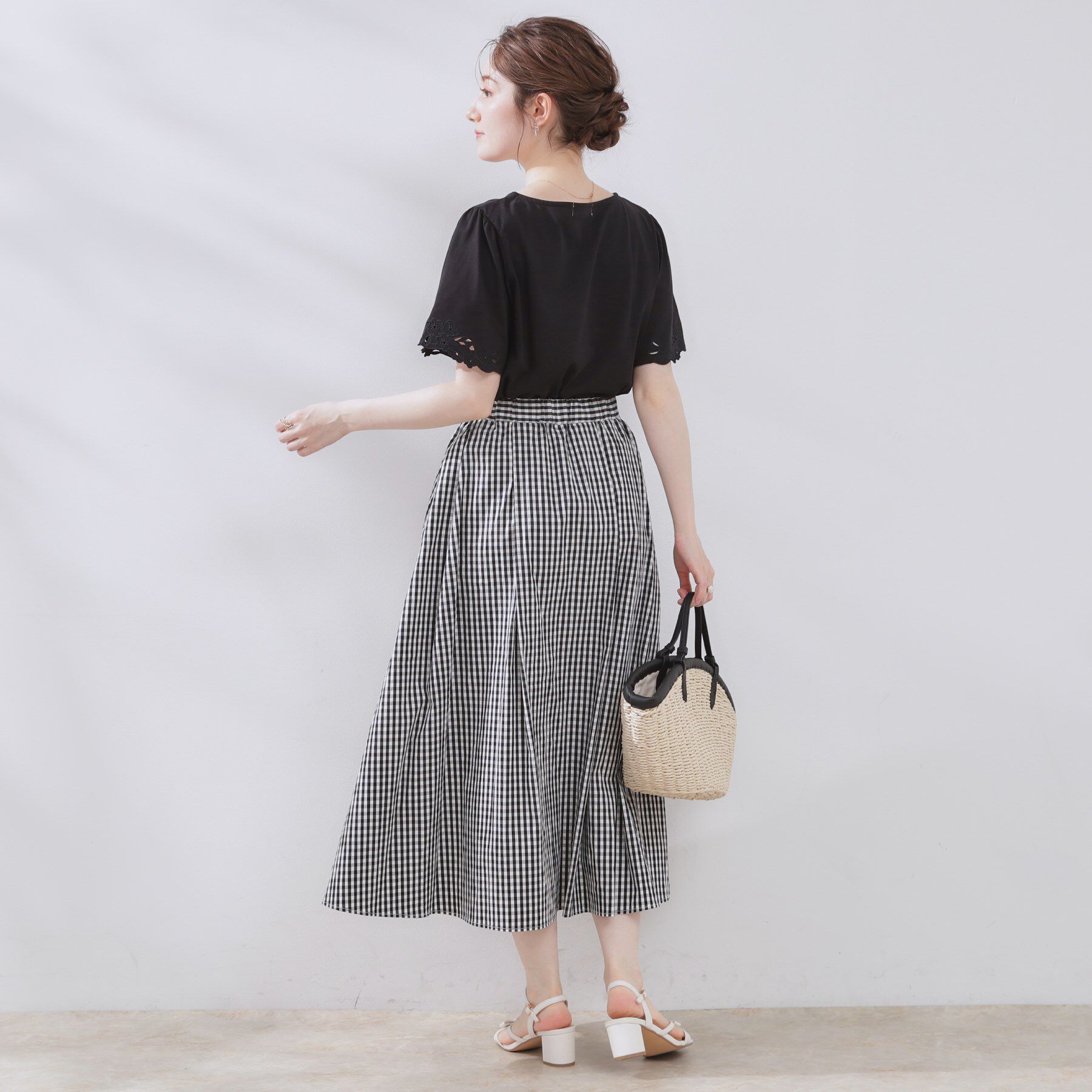 Couture broach「【大人可愛い・ゴム仕様】ギンガムチェック　タック＆ギャザースカート」|スカート|