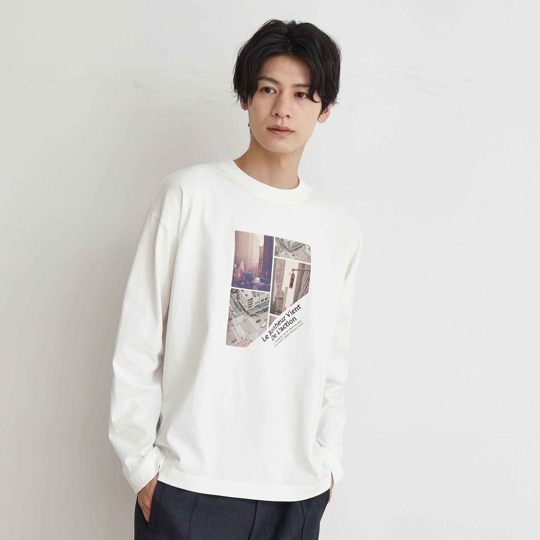THE SHOP TK「【6色展開】Parisフォト／ロゴ長袖Tシャツ」|Tシャツ・カットソー|オフホワイト(403